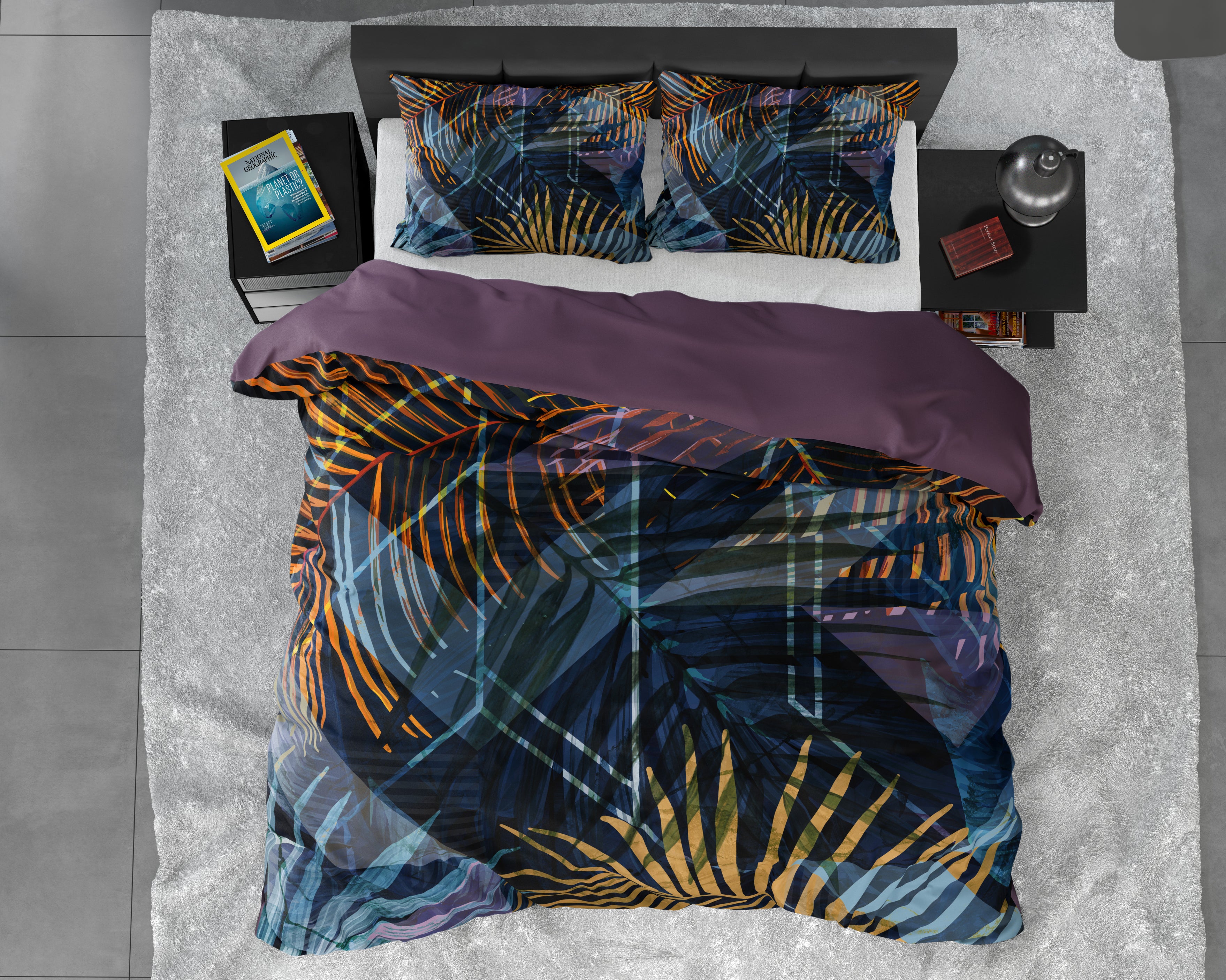 Marina Navy Dekbedovertrek - Luxe Satijn - Hoge kwaliteit - Trendy prints