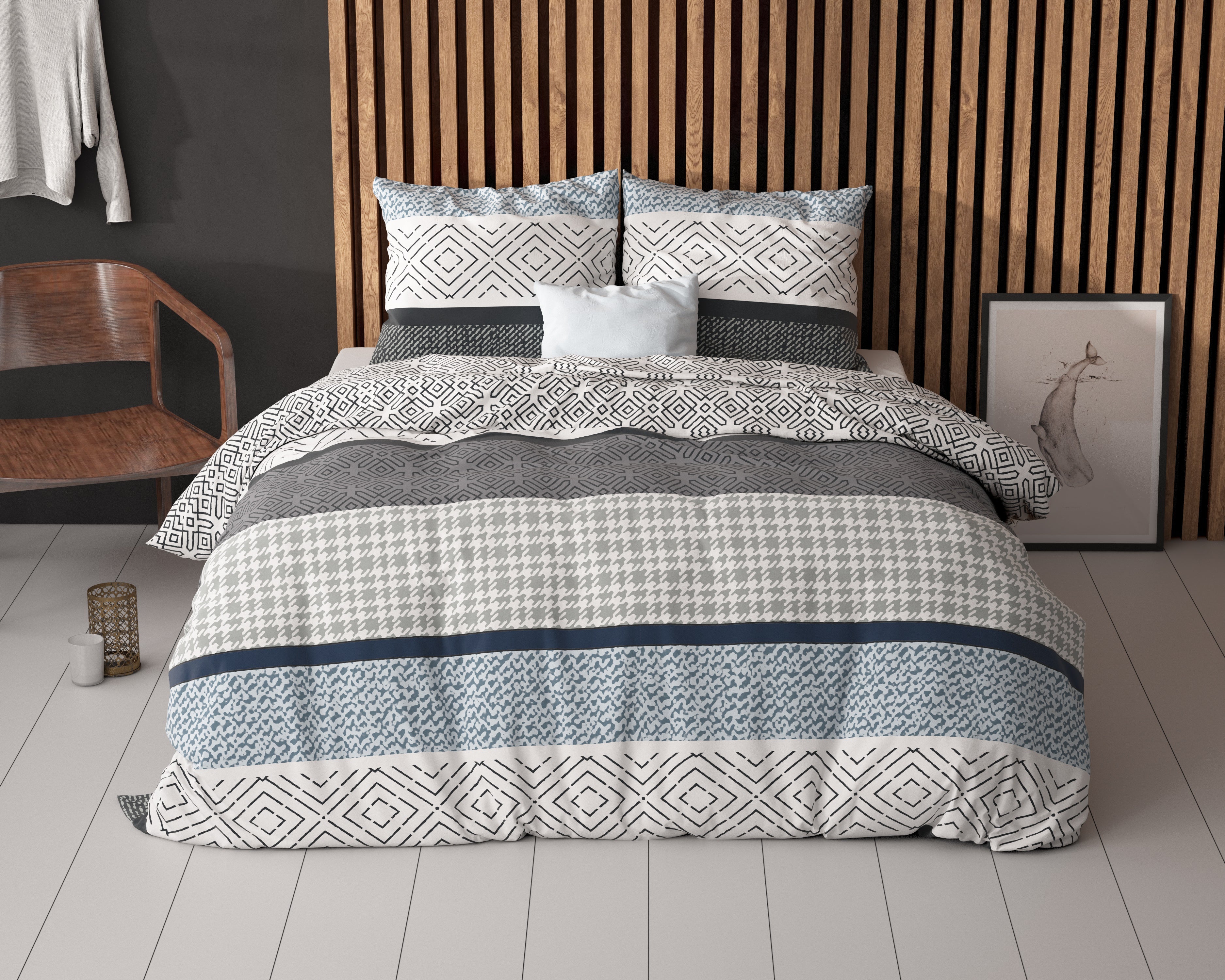 Maurice Dekbedovertrek Blauw - Katoen geweven - Strijkvrij - Leuke prints