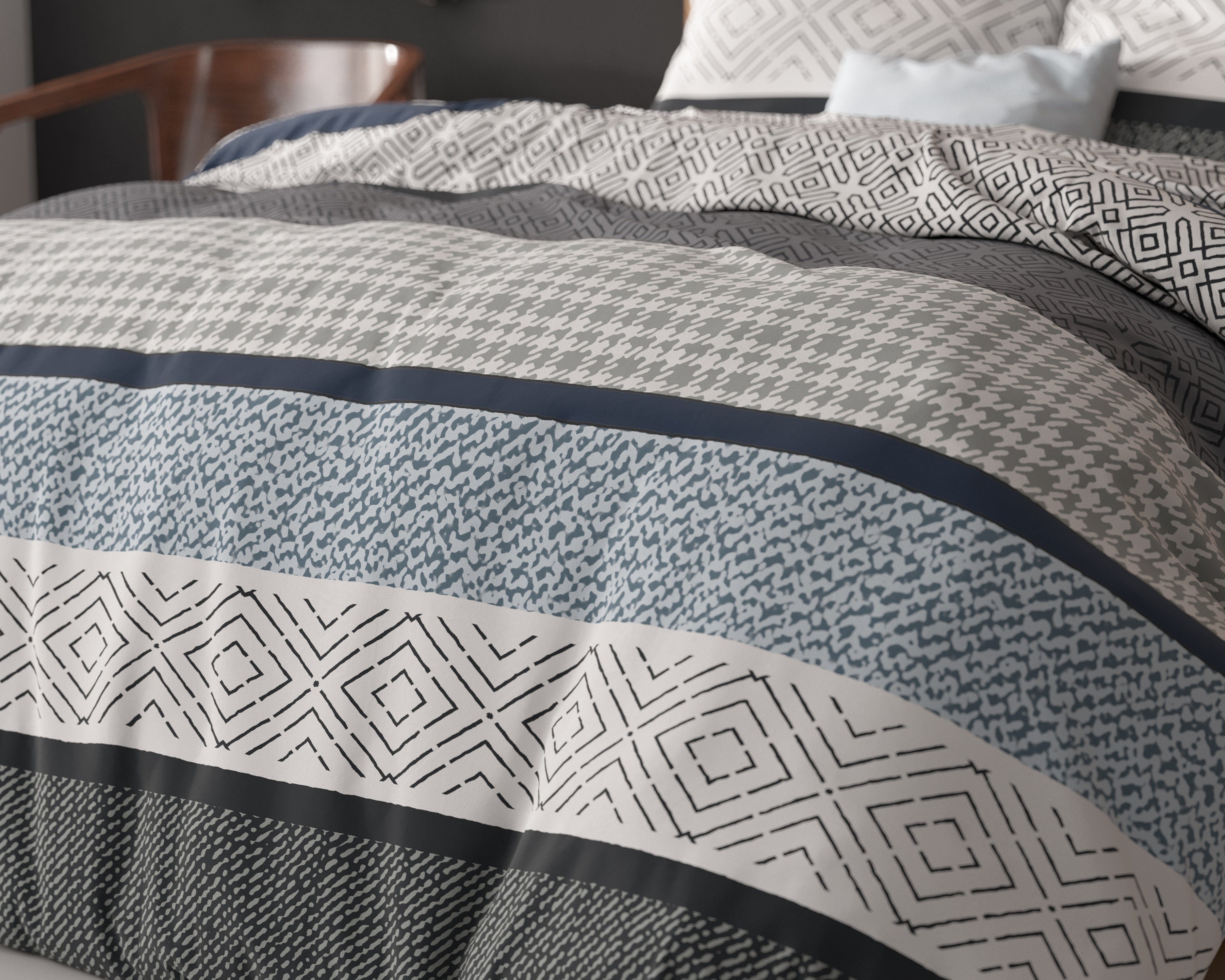 Maurice Dekbedovertrek Blauw - Katoen geweven - Strijkvrij - Leuke prints
