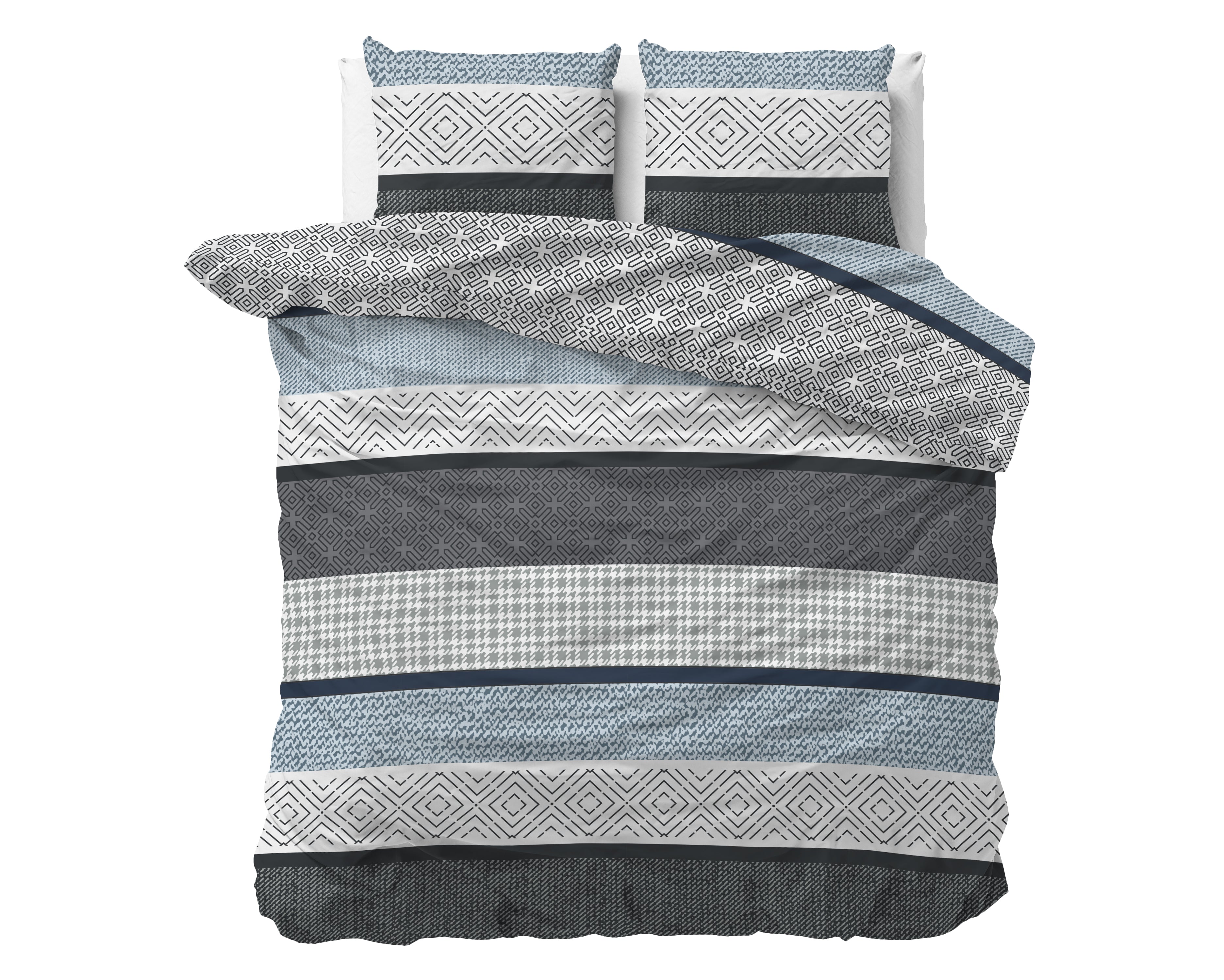 Maurice Dekbedovertrek Blauw - Katoen geweven - Strijkvrij - Leuke prints