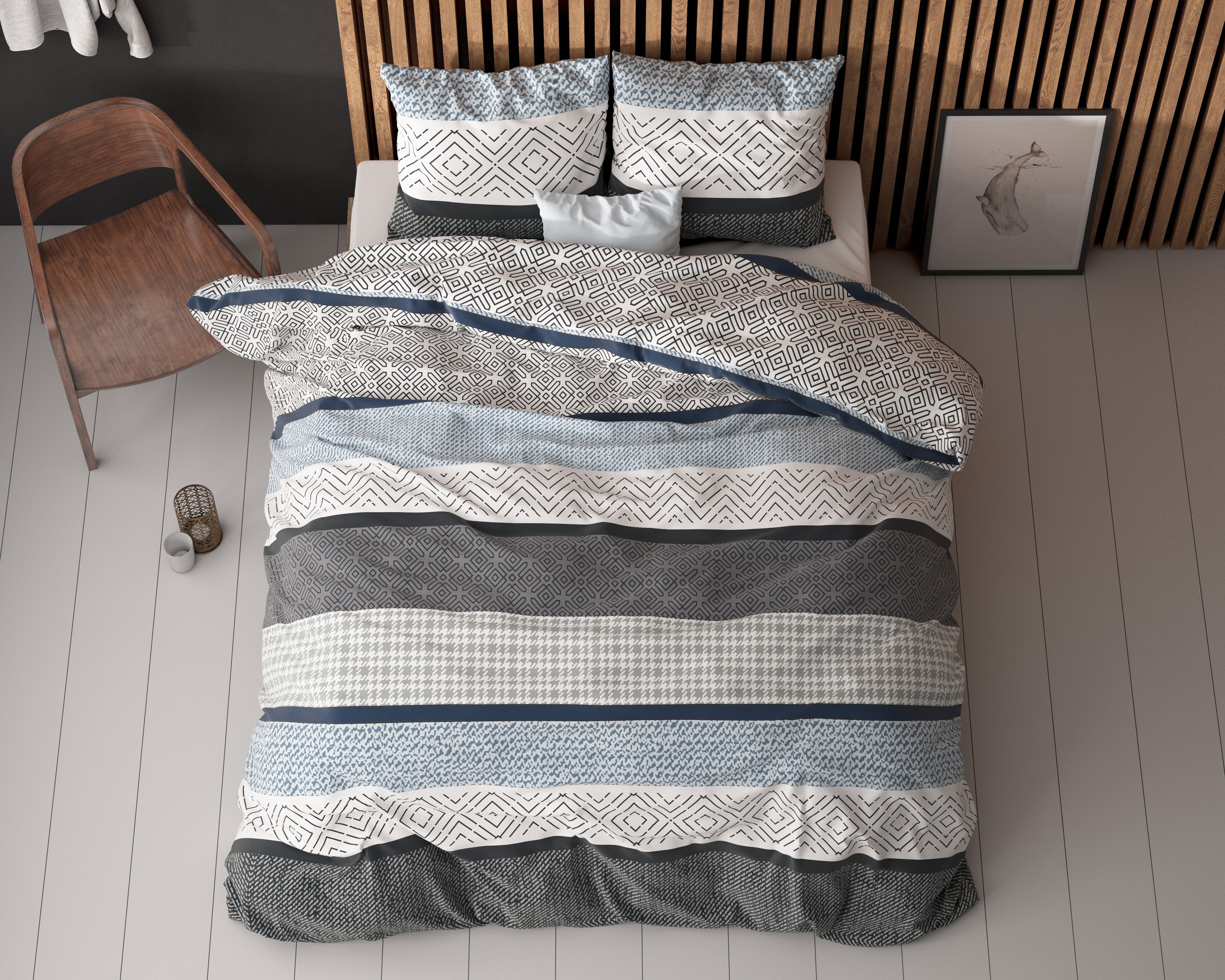 Maurice Dekbedovertrek Blauw - Katoen geweven - Strijkvrij - Leuke prints