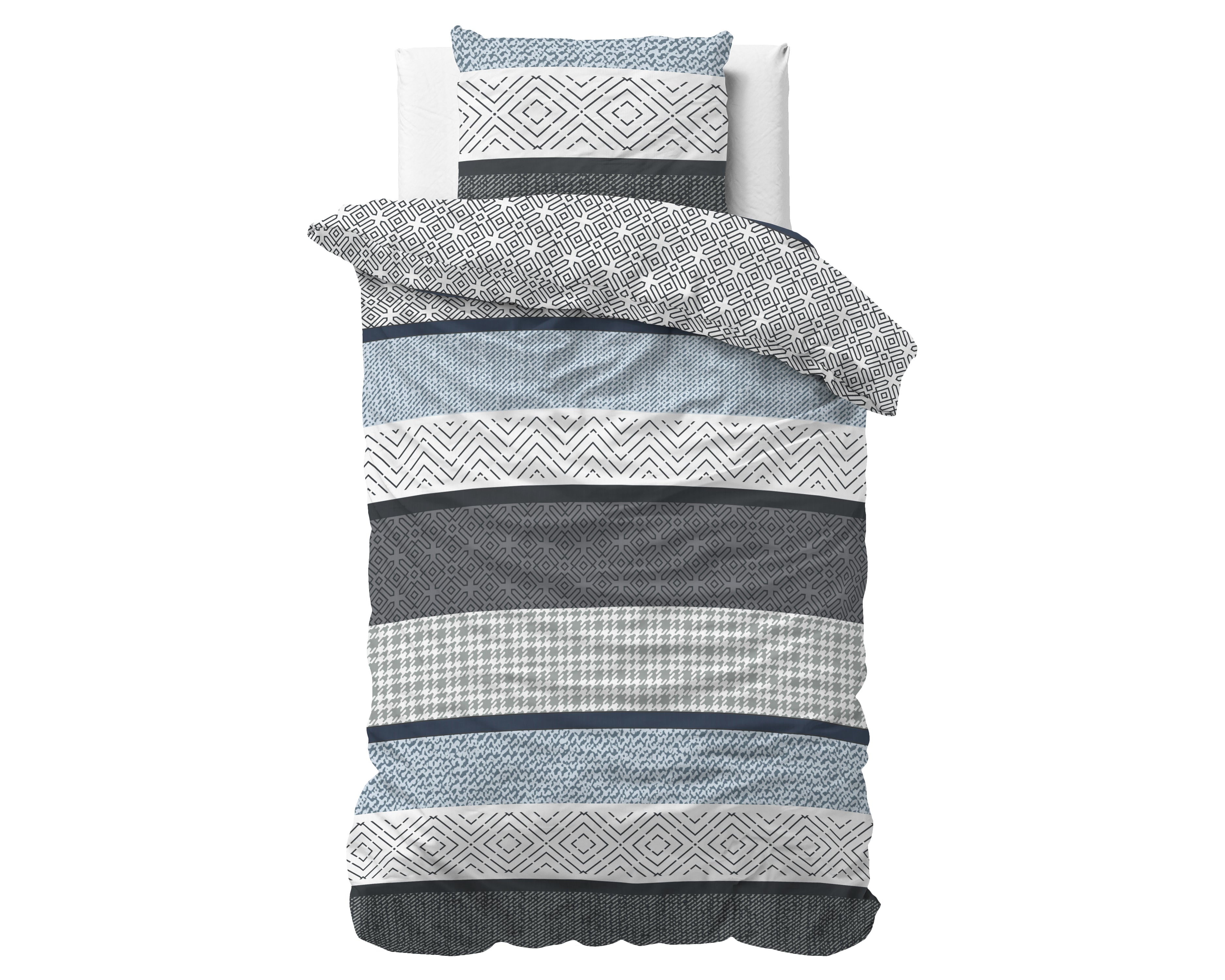 Maurice Dekbedovertrek Blauw - Katoen geweven - Strijkvrij - Leuke prints