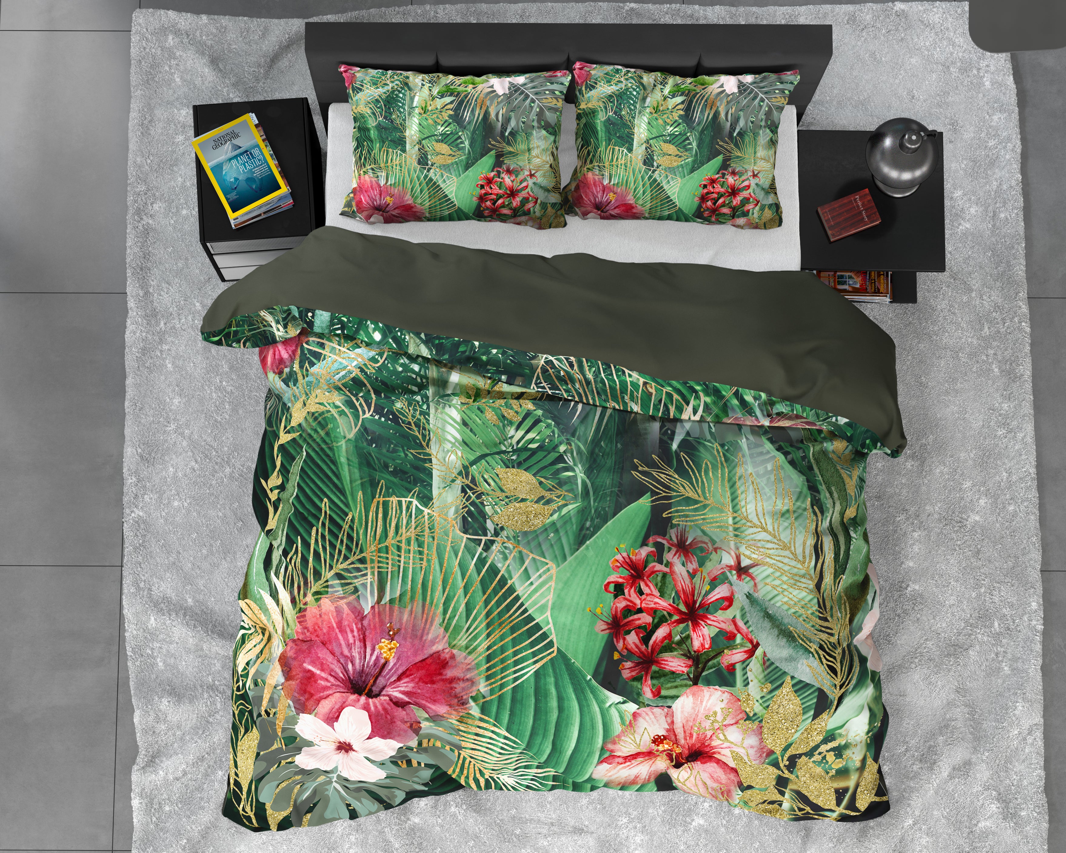 Mentha Groen Dekbedovertrek - Ademend katoen - Trendy designs - Met drukknopen