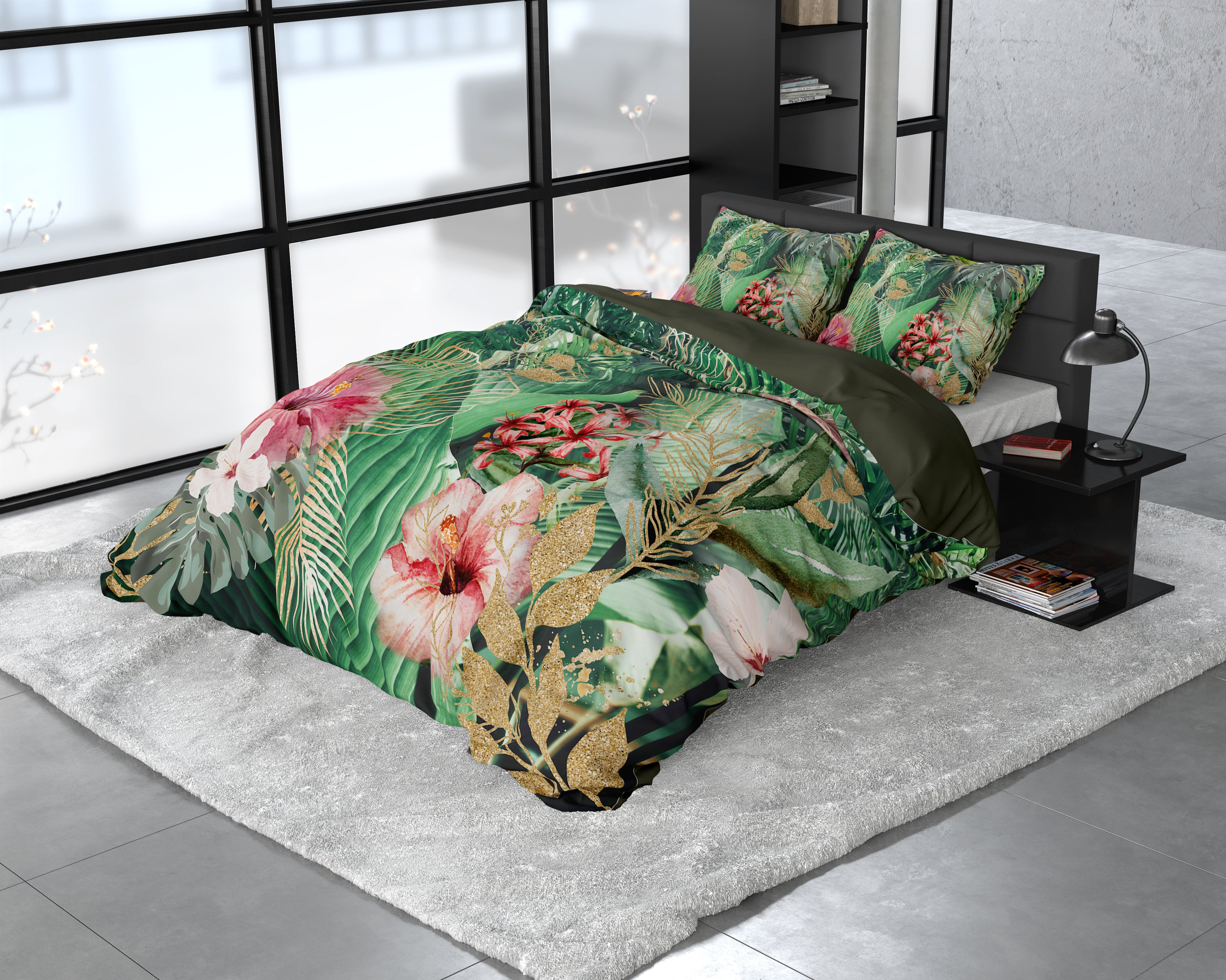 Mentha Groen Dekbedovertrek - Ademend katoen - Trendy designs - Met drukknopen