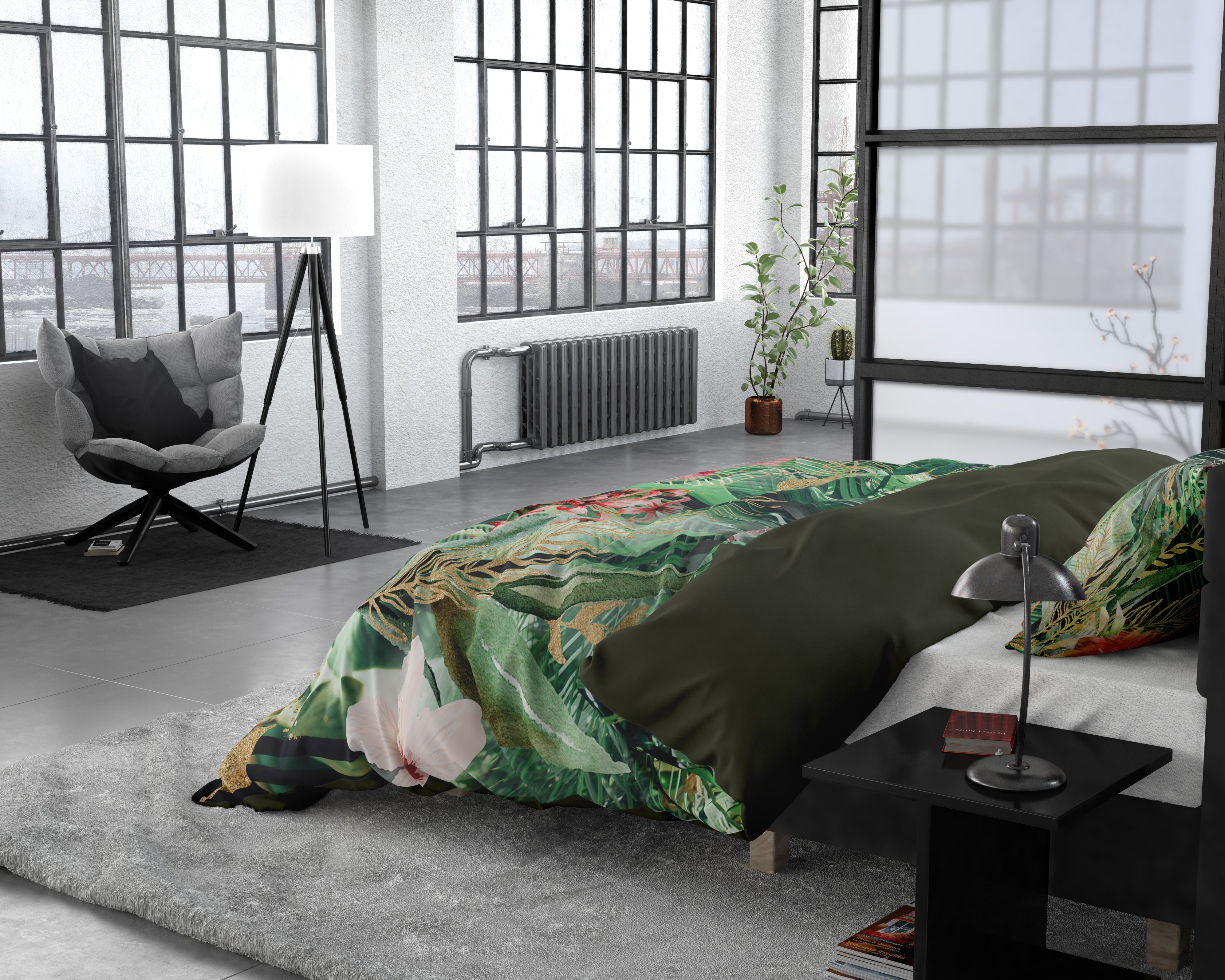 Mentha Groen Dekbedovertrek - Ademend katoen - Trendy designs - Met drukknopen