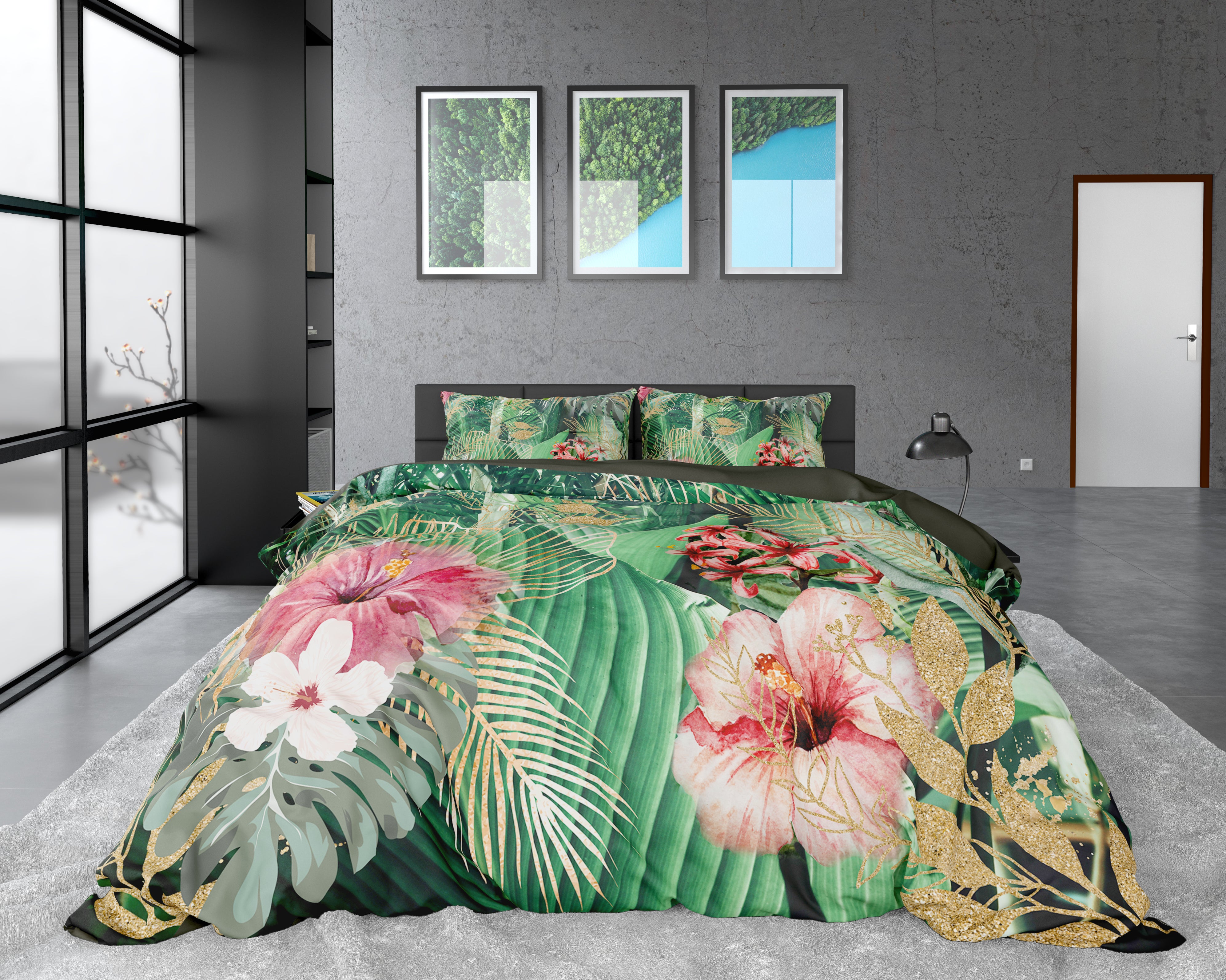 Mentha Groen Dekbedovertrek - Ademend katoen - Trendy designs - Met drukknopen