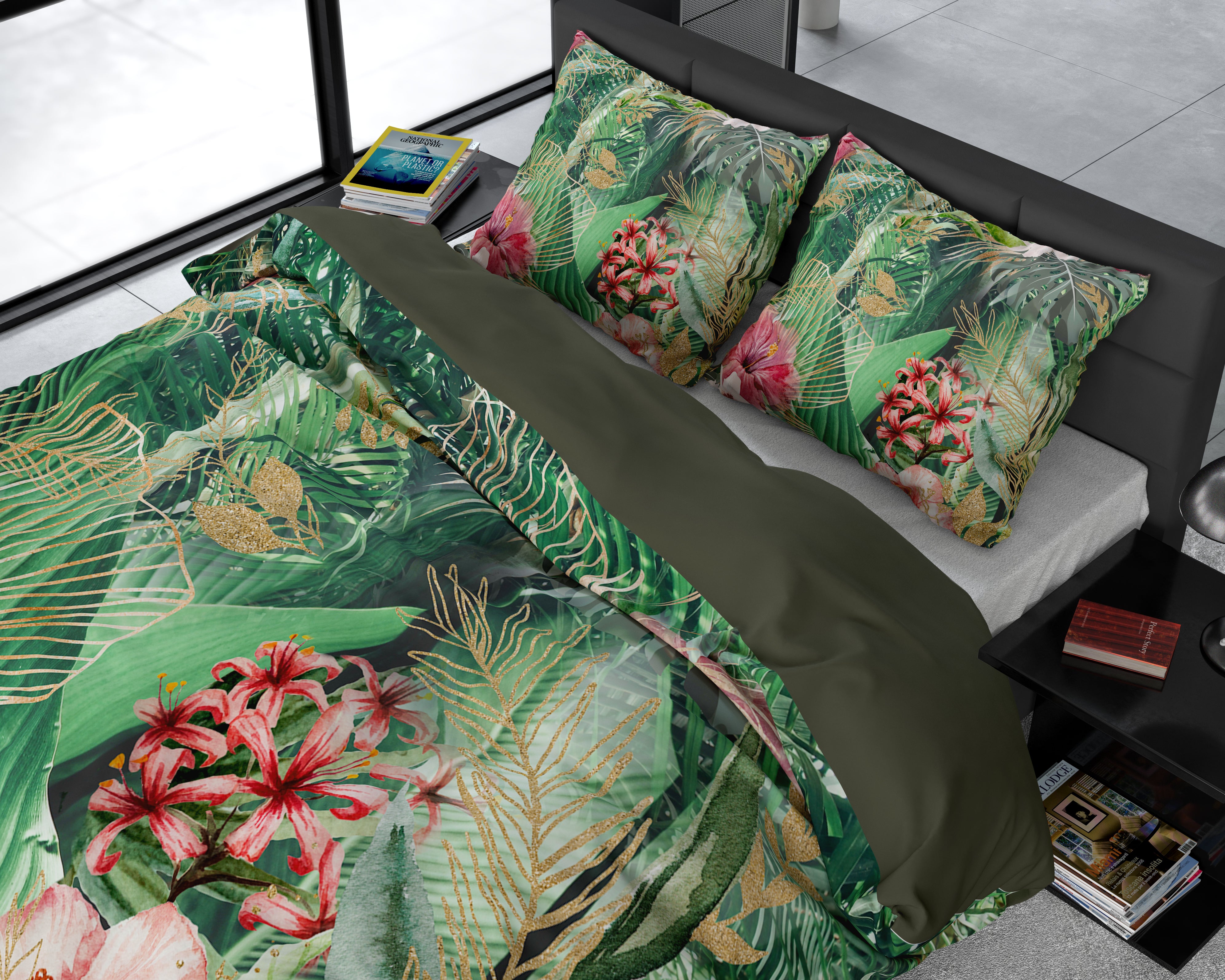 Mentha Groen Dekbedovertrek - Ademend katoen - Trendy designs - Met drukknopen