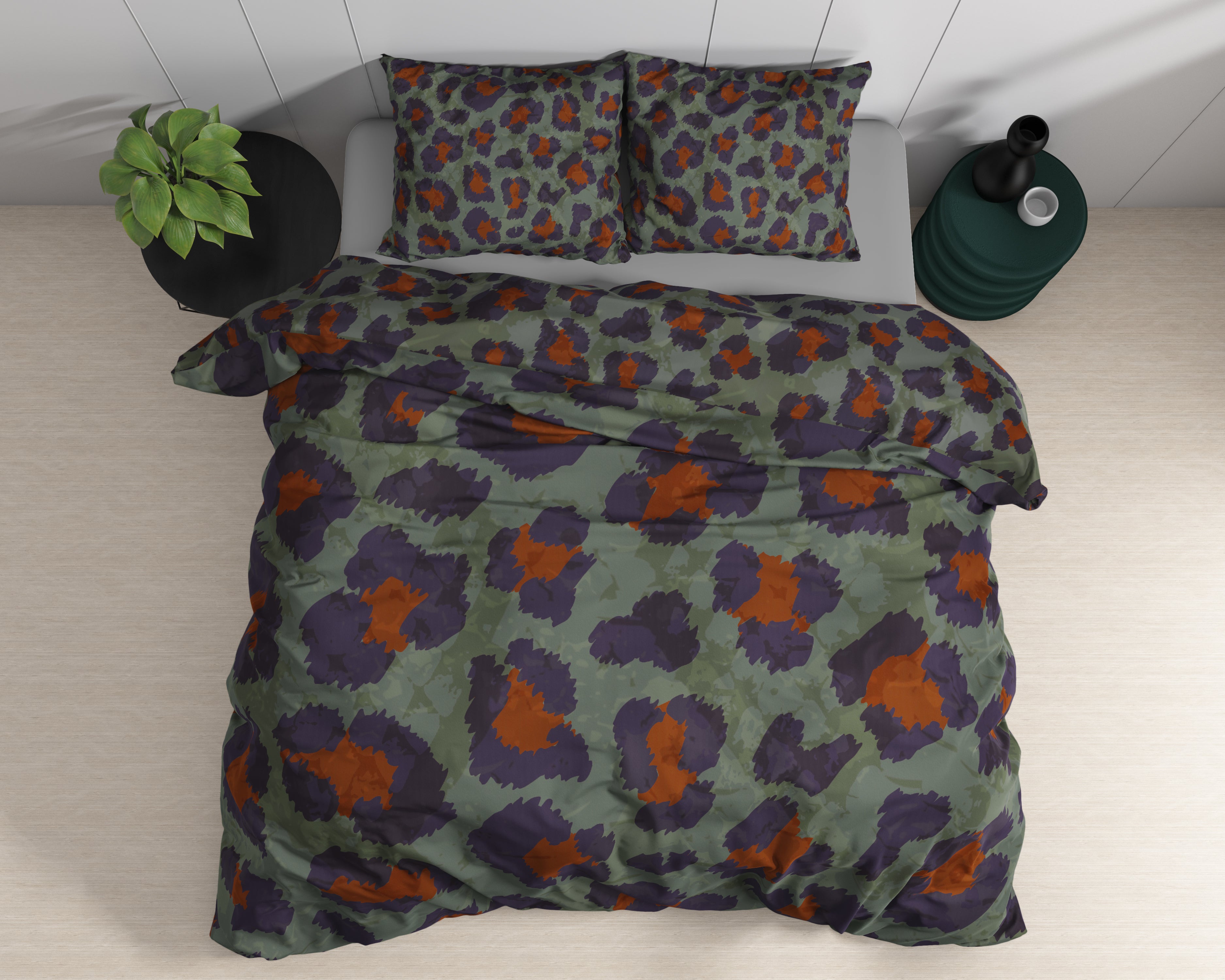 Mia Groen Dekbedovertrek - Luxe Satijn - Hoge kwaliteit - Trendy prints