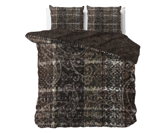 Milena Bruin Dekbedovertrek - Luxe Satijn - Hoge kwaliteit - Trendy prints