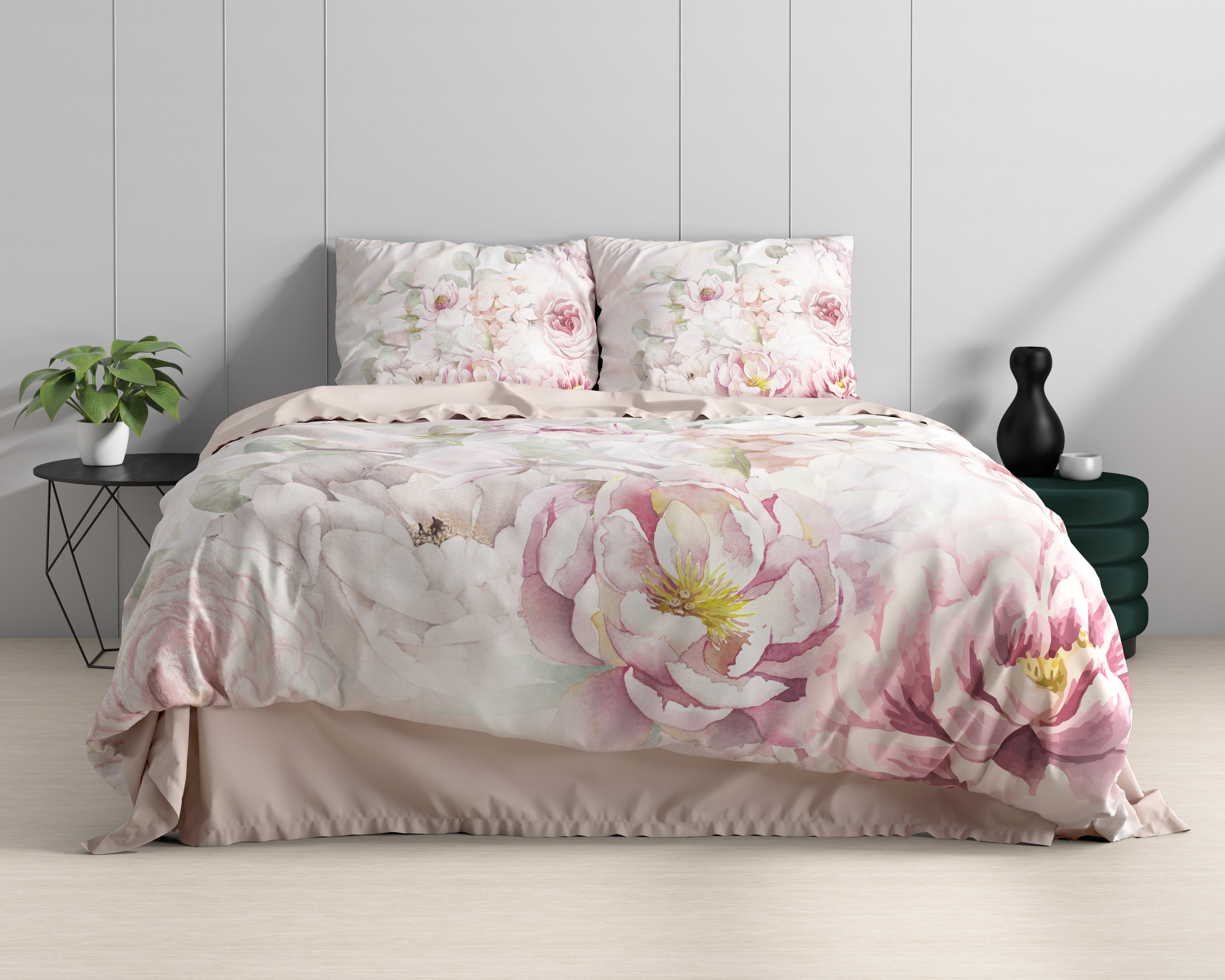 Minzy Roze Dekbedovertrek - Luxe Satijn - Hoge kwaliteit - Trendy prints