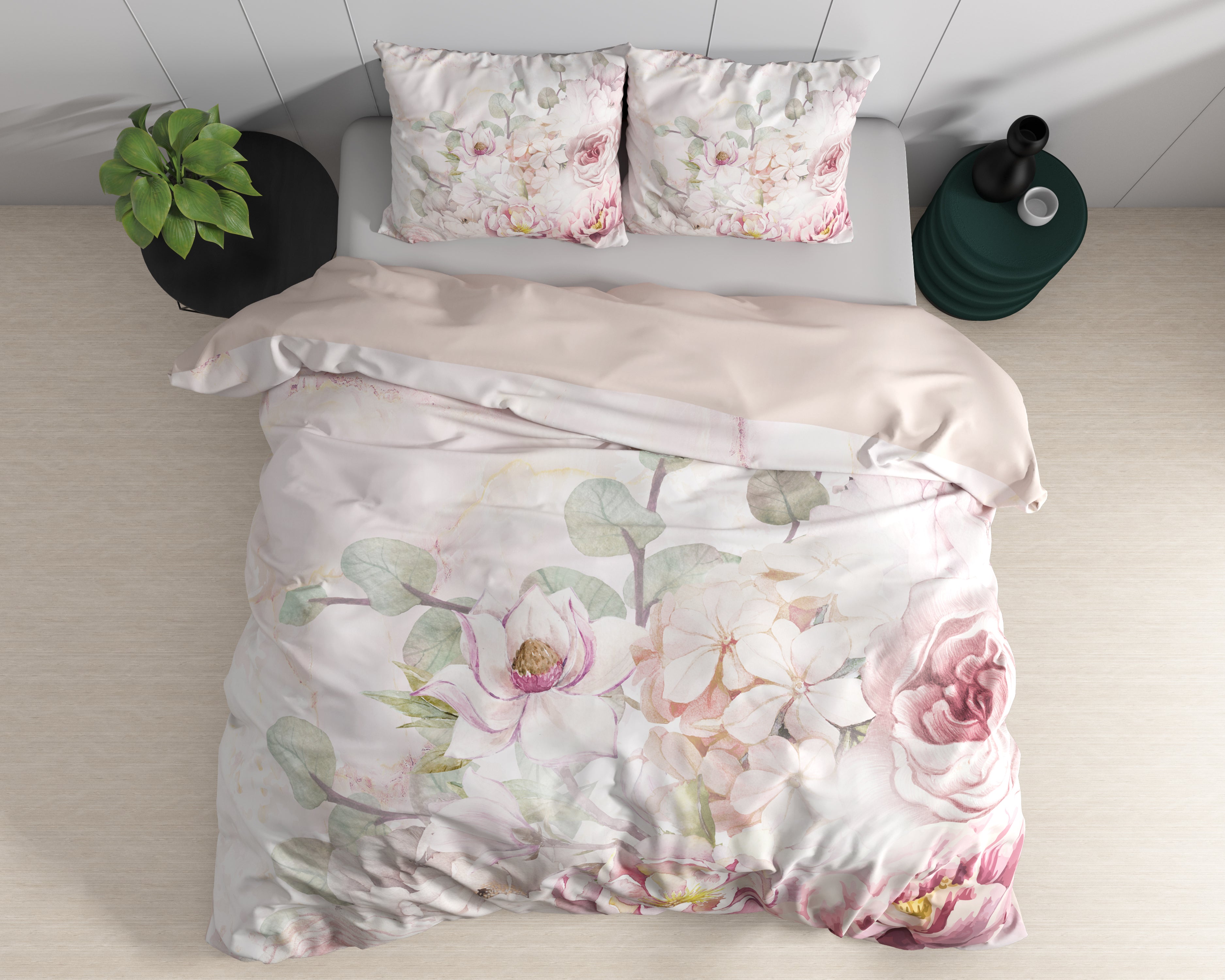 Minzy Roze Dekbedovertrek - Luxe Satijn - Hoge kwaliteit - Trendy prints