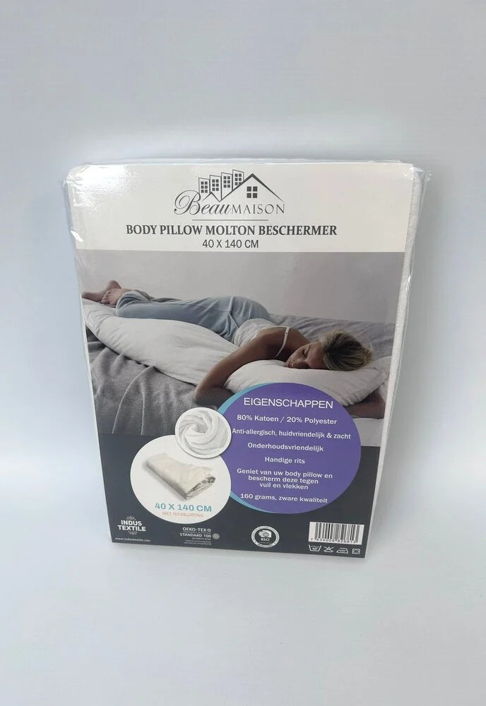 Molton Kussensloop voor Lichaamskussen 40x140 cm | Anti-Allergisch & Bescherming tegen Vlekken