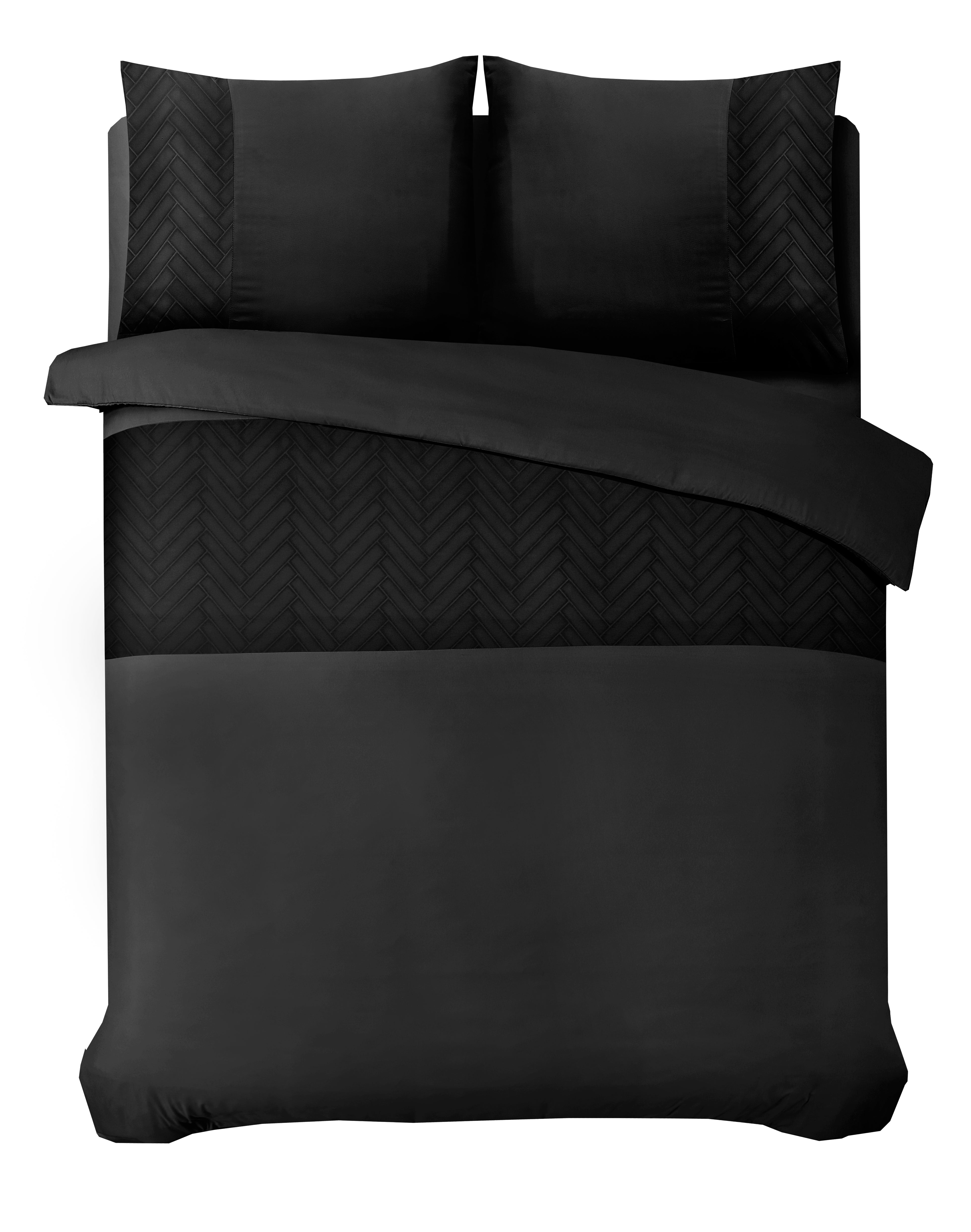 Monte Negro Dekbedovertrek Zwart - Uni design - Diepdruk design - Makkelijk wasbaar