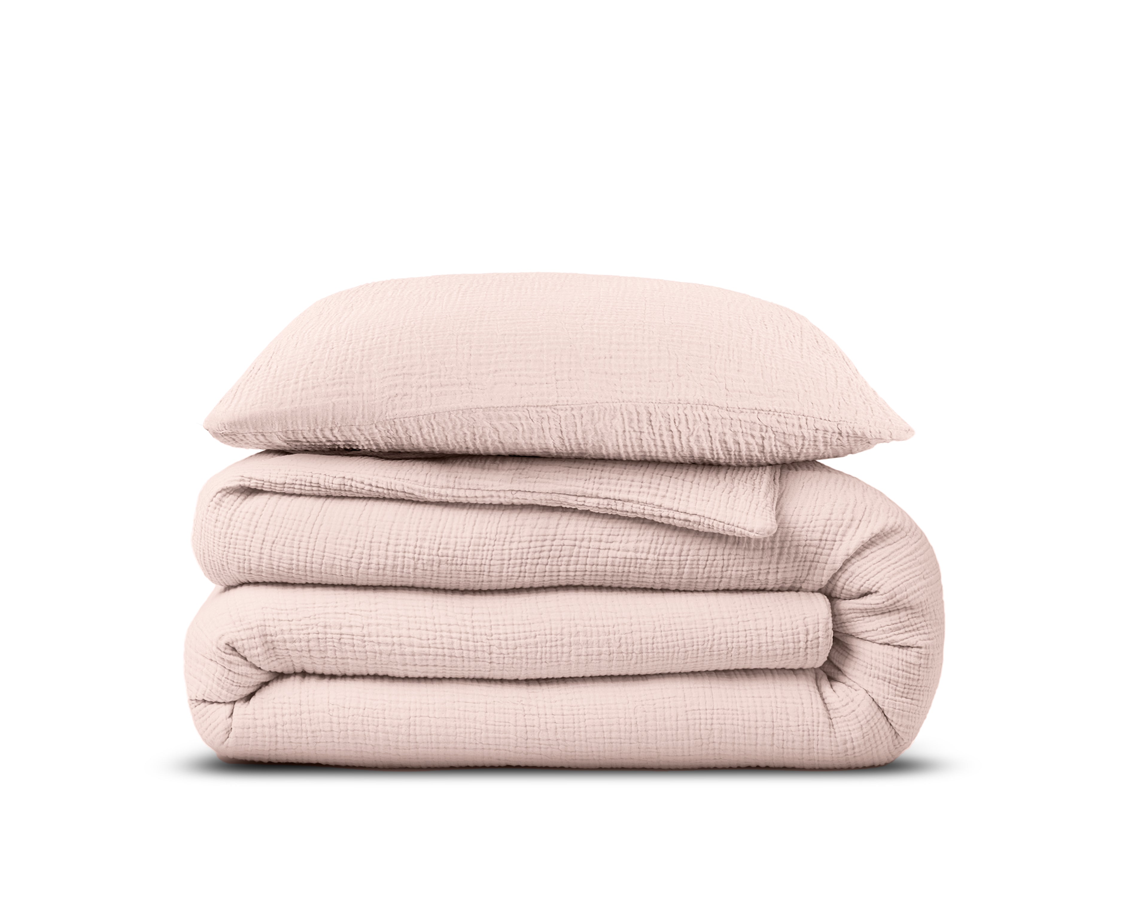 Muslin Percale Duvet Cover Pink - Soft and durable - Crinkle effect - Cotton muslin fabric