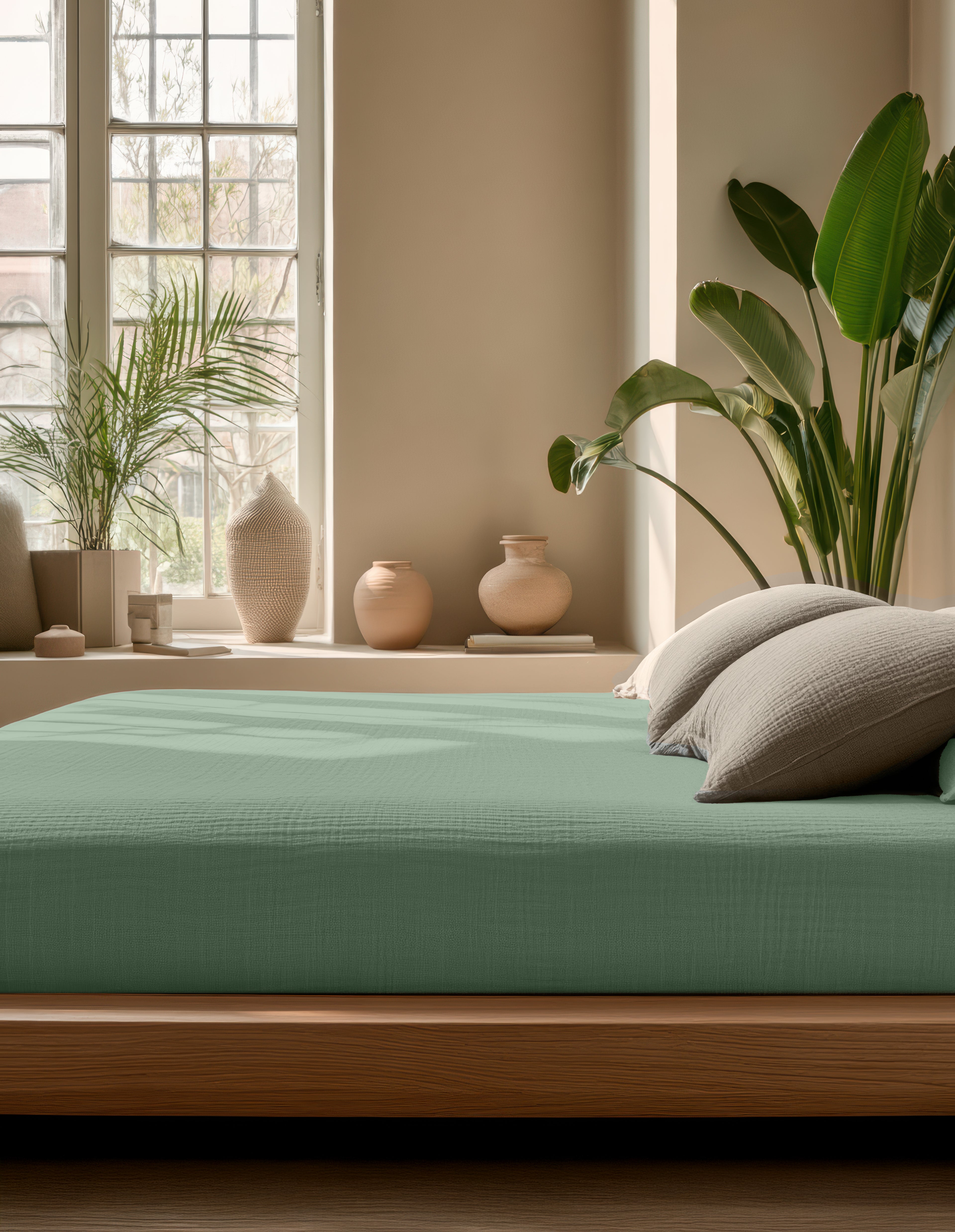 Mousseline Hoeslaken Groen