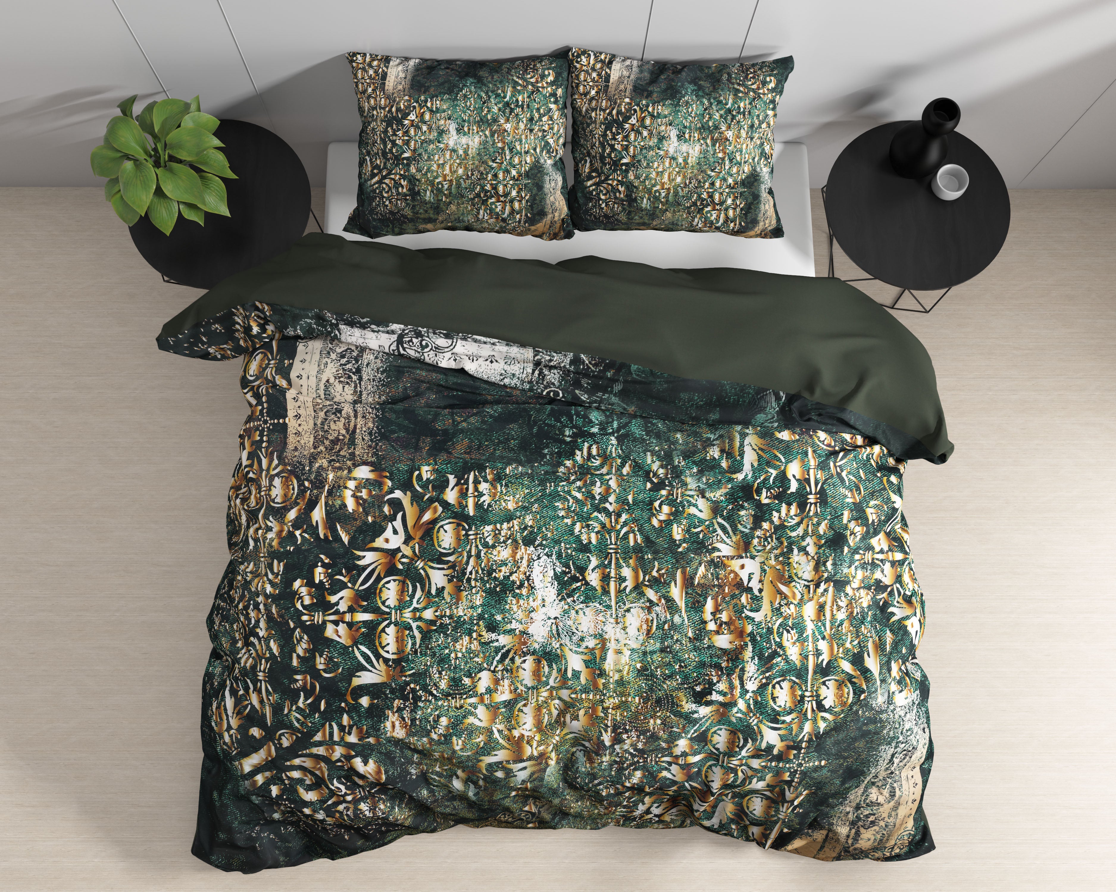 Nairobi Dekbedovertrek Green - Luxe Satijn - Hoge kwaliteit - Trendy prints