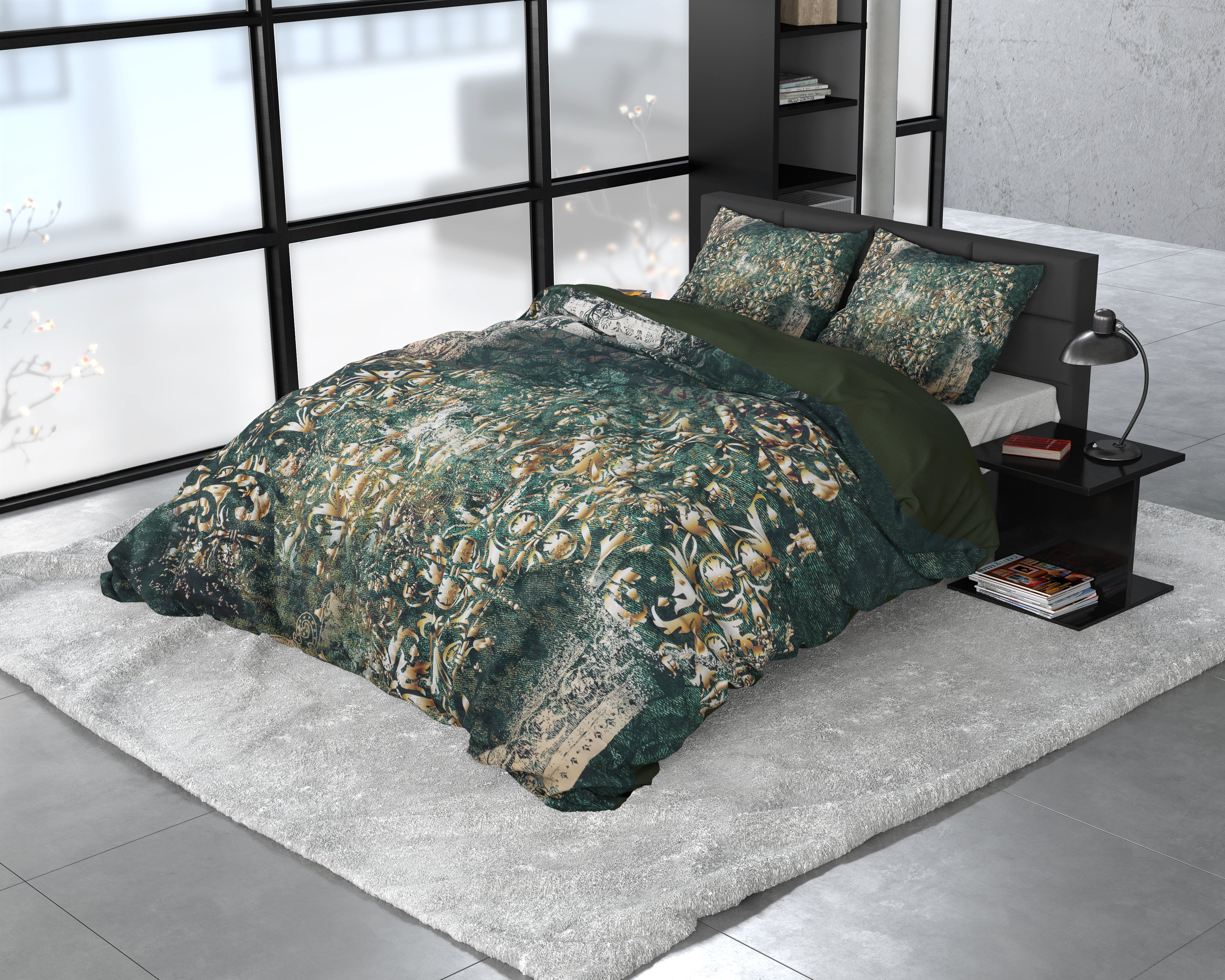 Nairobi Dekbedovertrek Green - Luxe Satijn - Hoge kwaliteit - Trendy prints