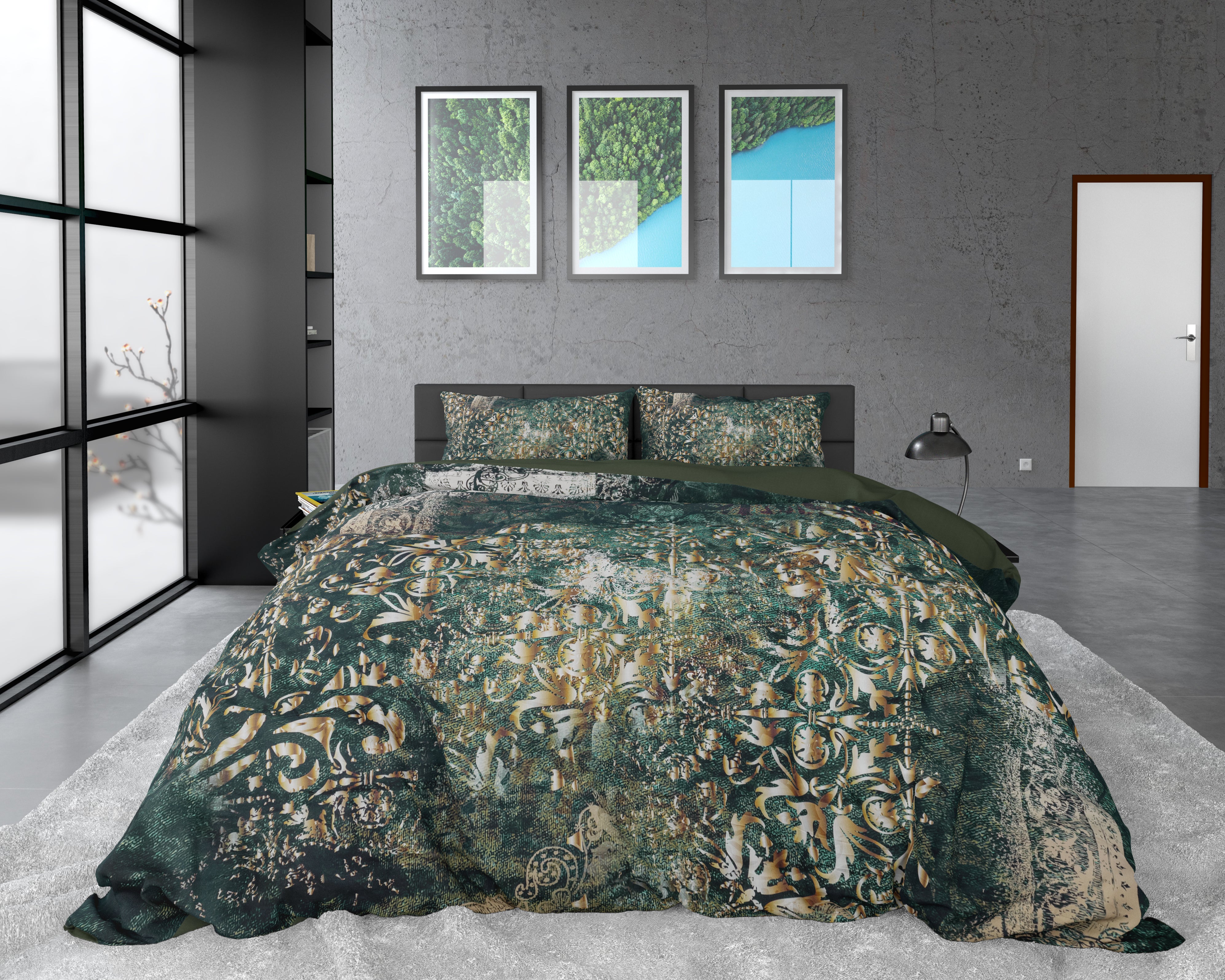 Nairobi Dekbedovertrek Green - Luxe Satijn - Hoge kwaliteit - Trendy prints