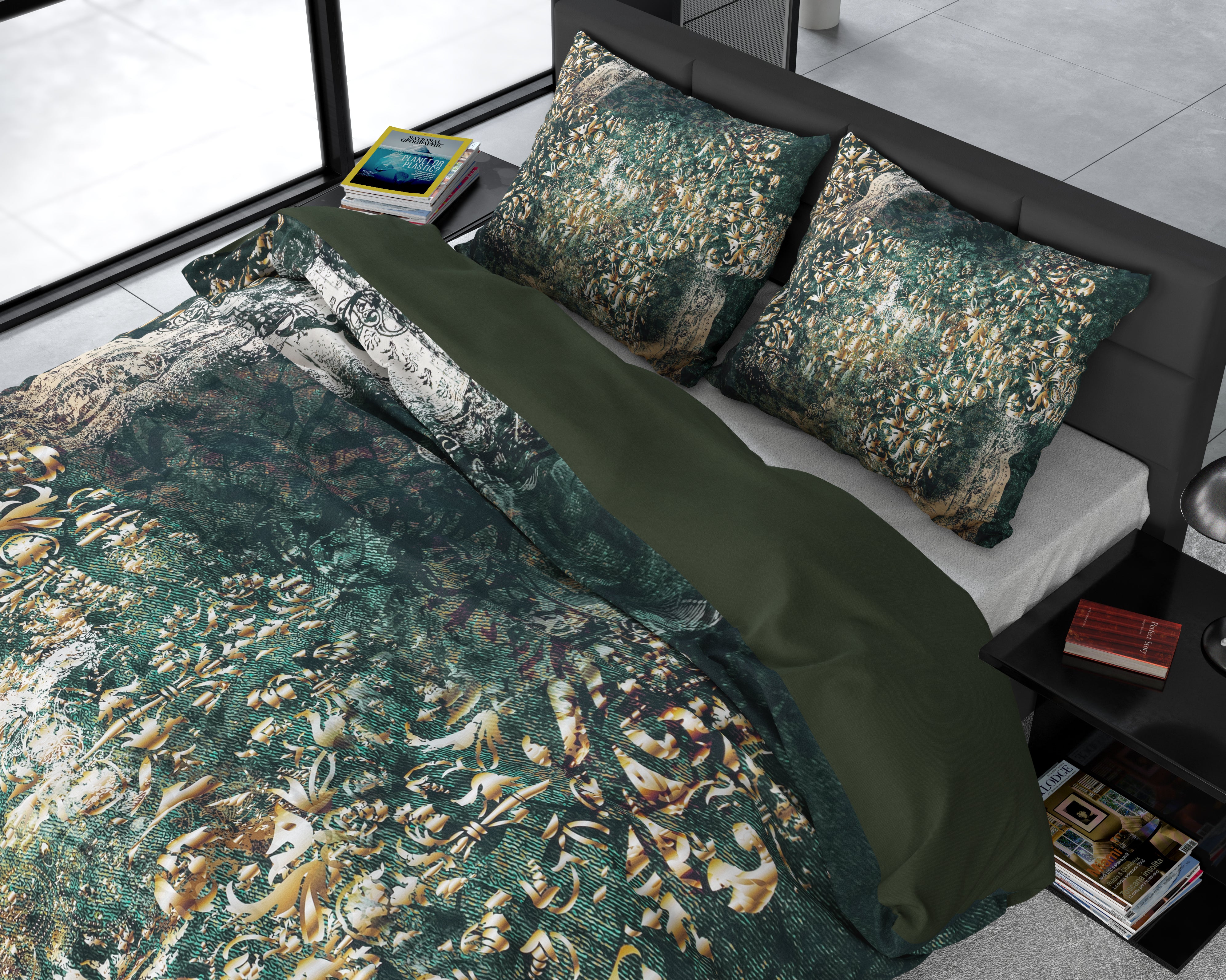 Nairobi Dekbedovertrek Green - Luxe Satijn - Hoge kwaliteit - Trendy prints
