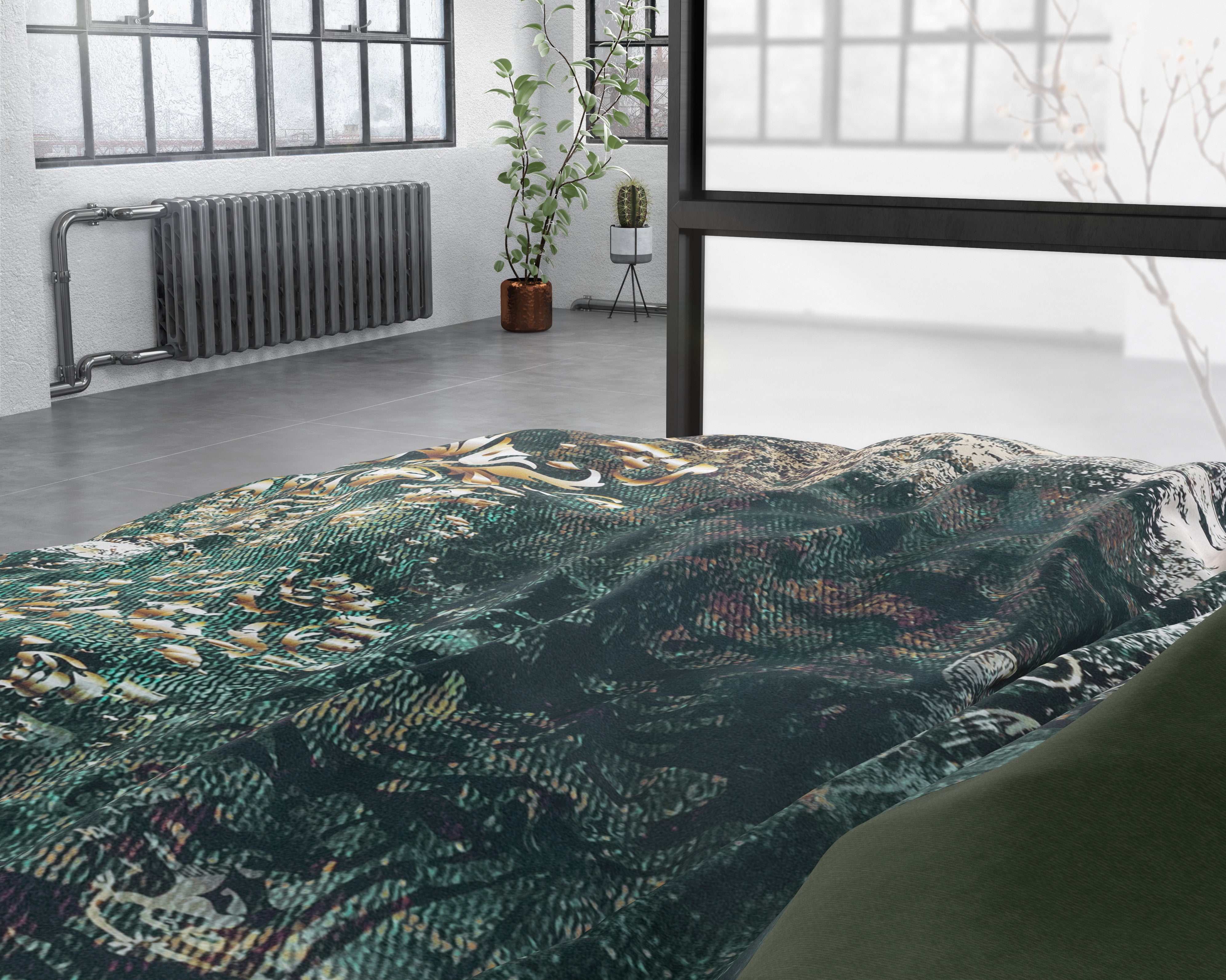 Nairobi Dekbedovertrek Green - Luxe Satijn - Hoge kwaliteit - Trendy prints