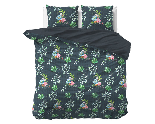 Nature Leaves Green Dekbedovertrek - Ademend katoen - Trendy designs - Met drukknopen