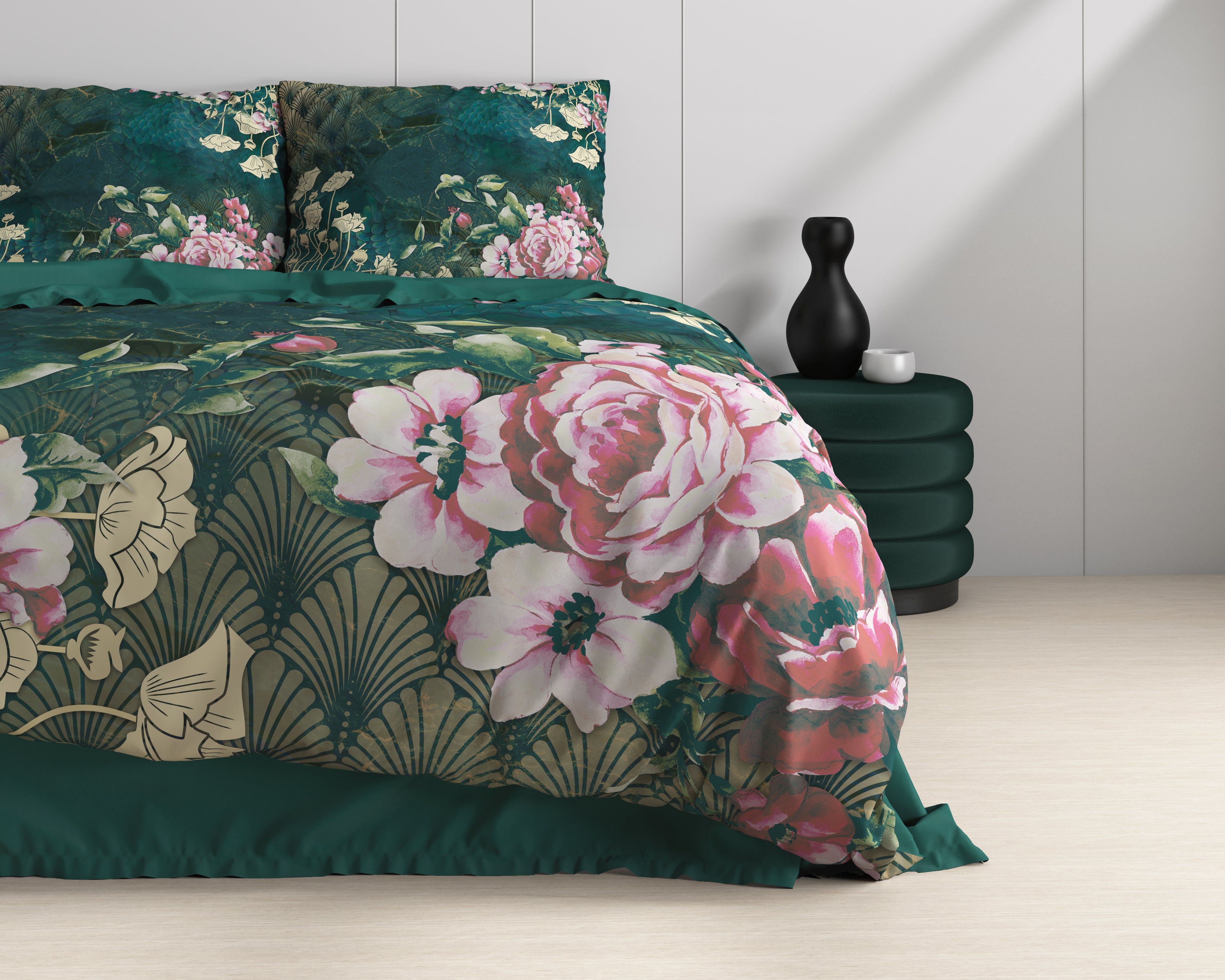 Noah Dekbedovertrek Groen - Luxe Satijn - Hoge kwaliteit - Trendy prints