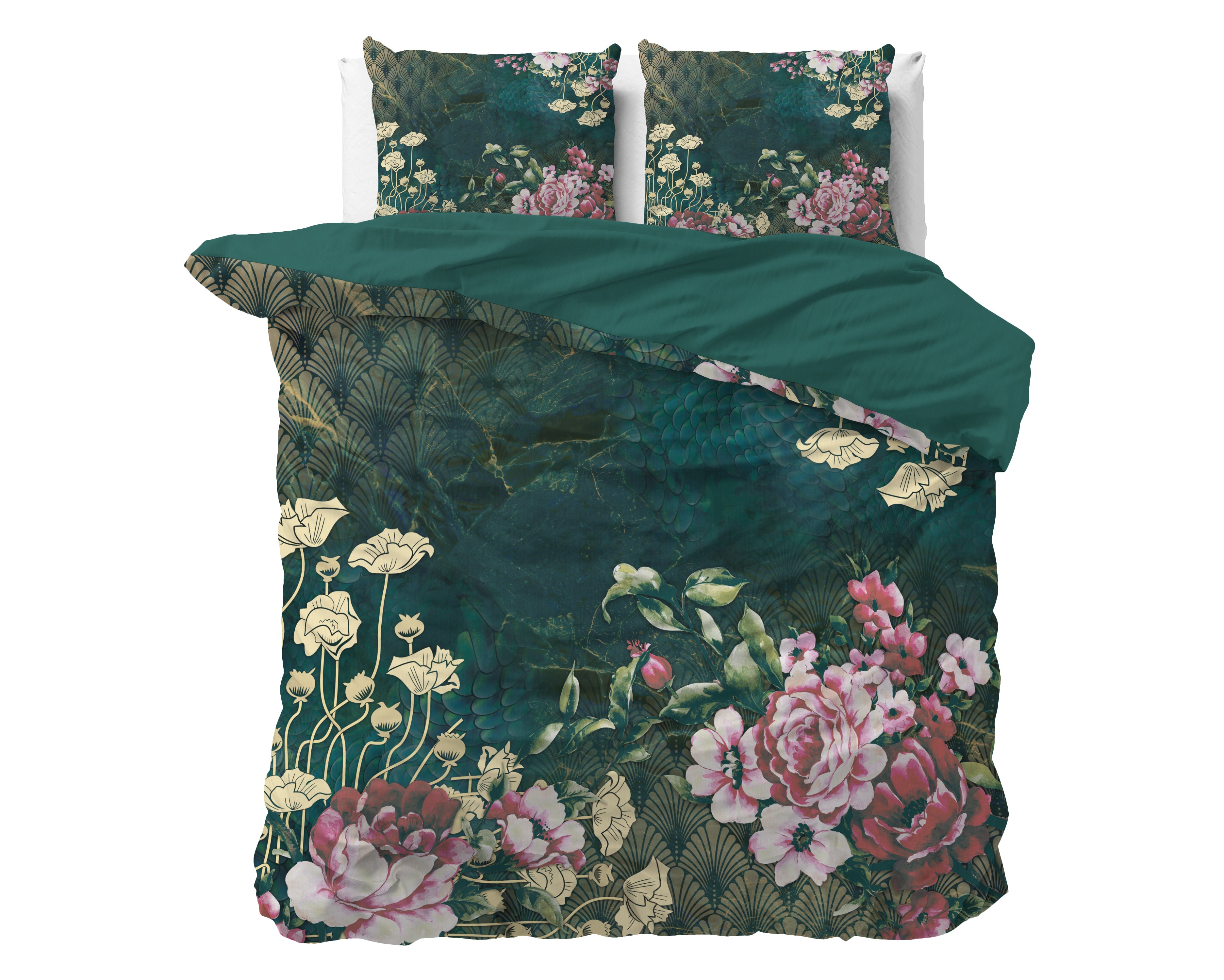 Noah Dekbedovertrek Groen - Luxe Satijn - Hoge kwaliteit - Trendy prints