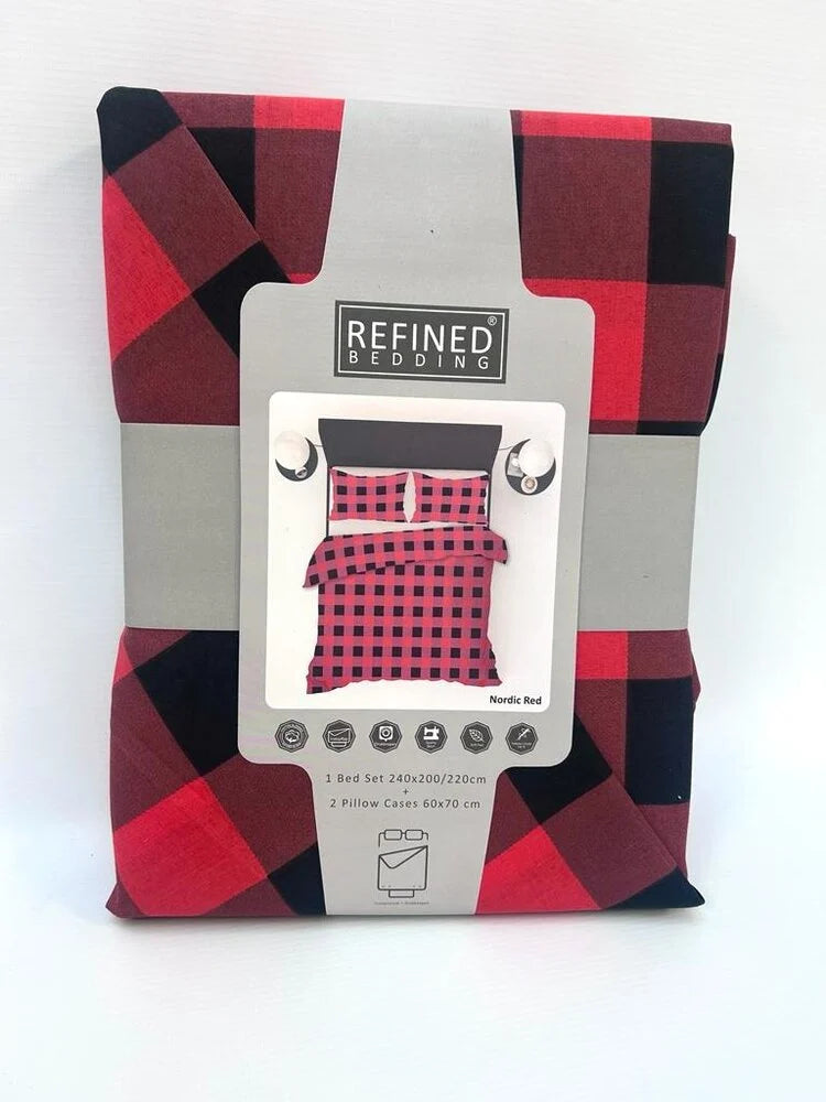 Nordic Rood Dekbedovertrek | Houthakkersstijl voor Stoere Slaapkamers