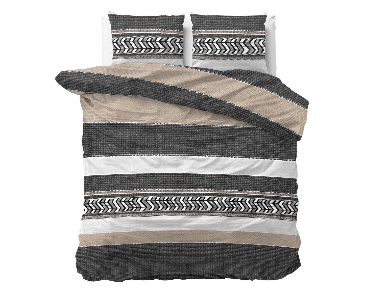Northern Stripe Dekbedovertrek Grijs - Ademend katoen - Trendy designs - Met drukknopen