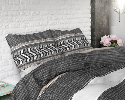 Northern Stripe Dekbedovertrek Grijs - Ademend katoen - Trendy designs - Met drukknopen