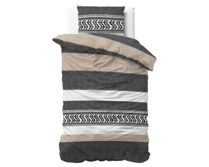 Northern Stripe Dekbedovertrek Grijs - Ademend katoen - Trendy designs - Met drukknopen