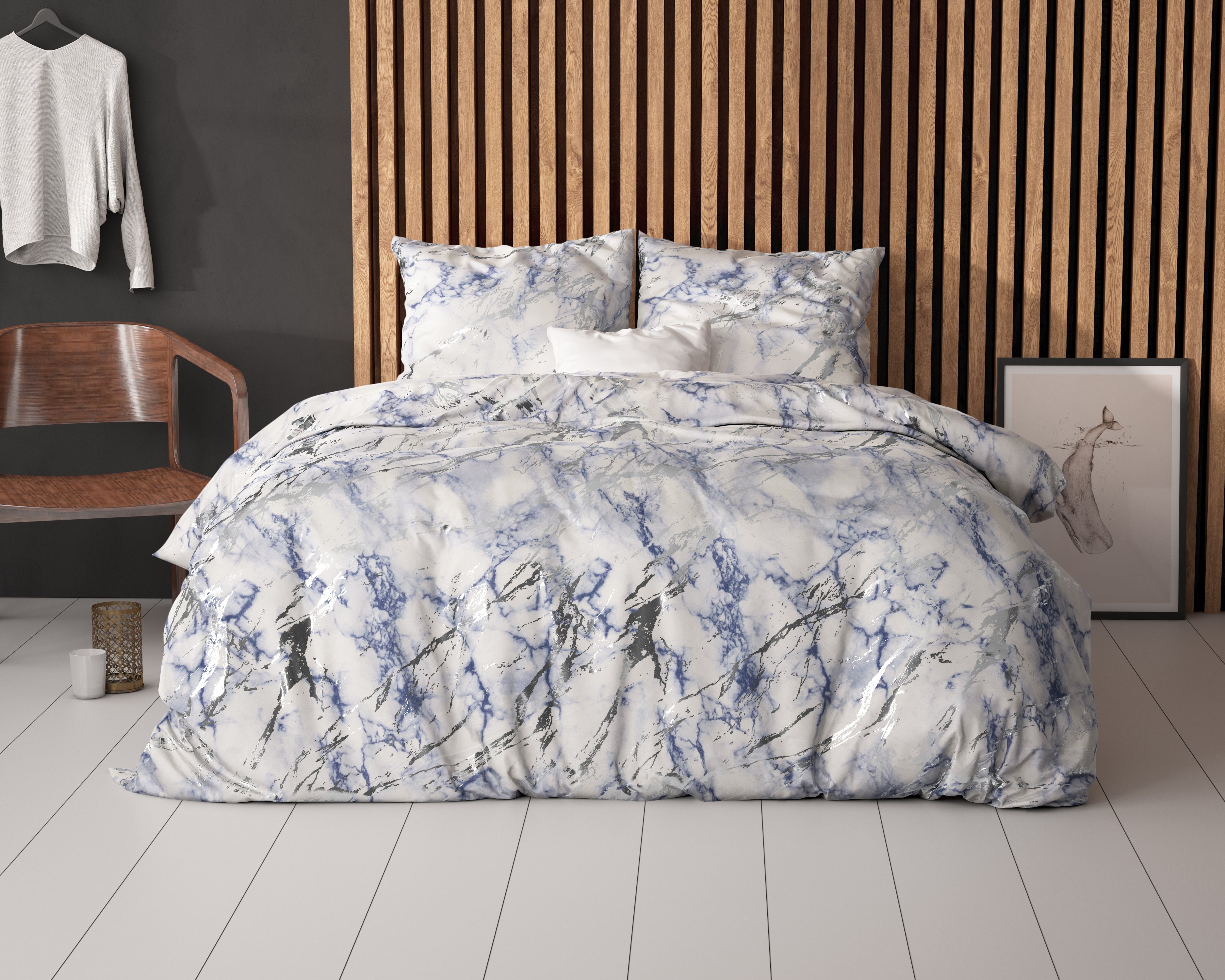 Ocean Dekbedovertrek Blauw - Luxe Design - Super zacht geweven - Luxe verpakt