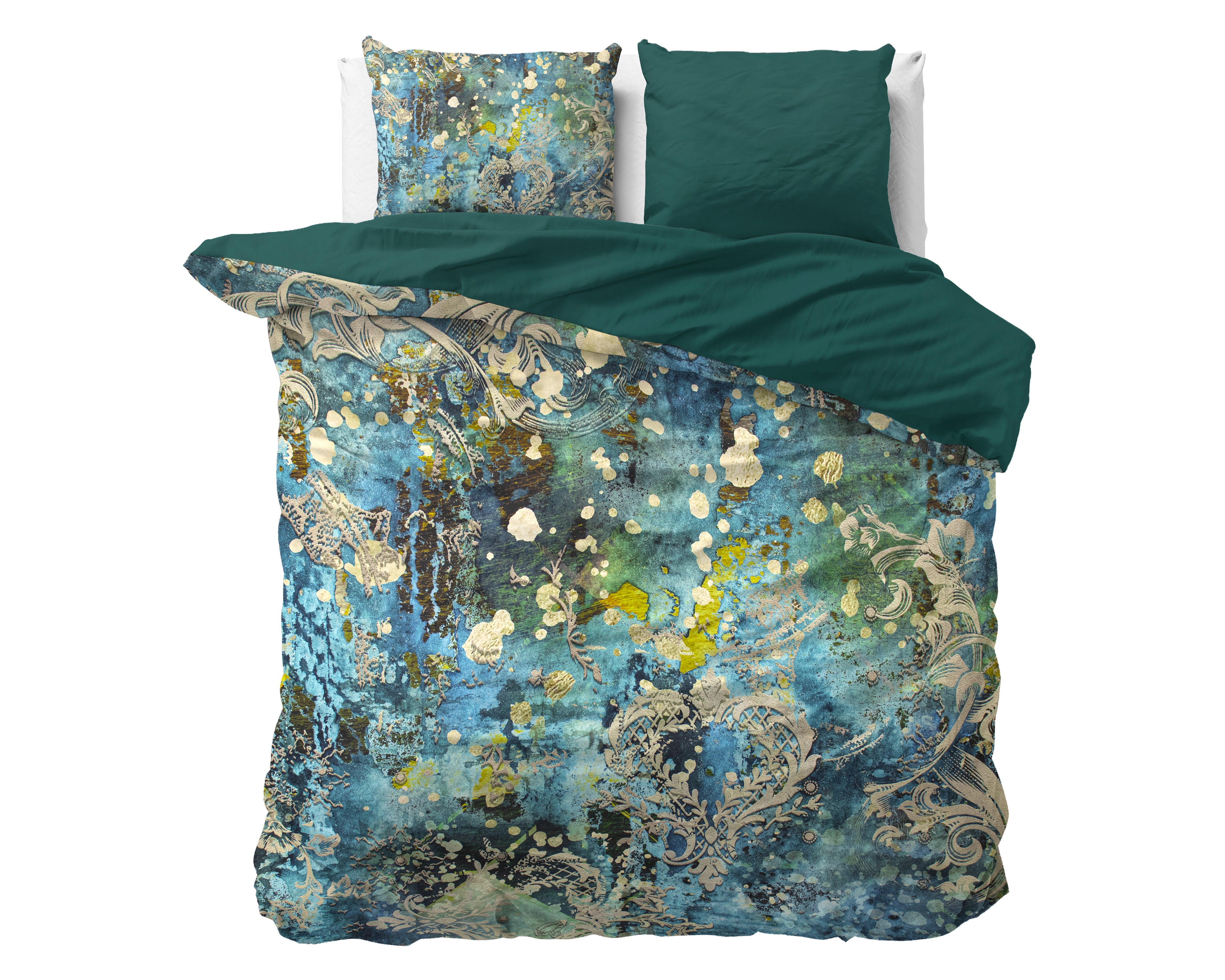 Ocean Drops Blue Dekbedovertrek - Luxe Satijn - Hoge kwaliteit - Trendy prints