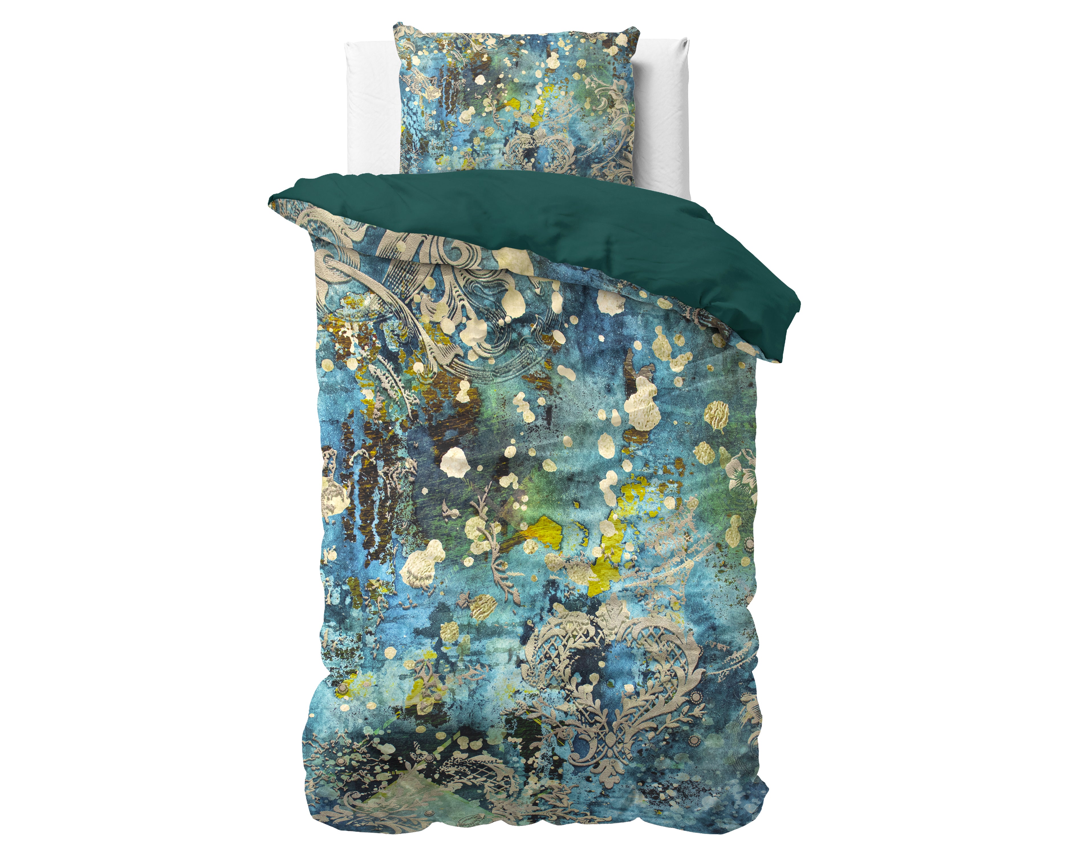 Ocean Drops Blue Dekbedovertrek - Luxe Satijn - Hoge kwaliteit - Trendy prints