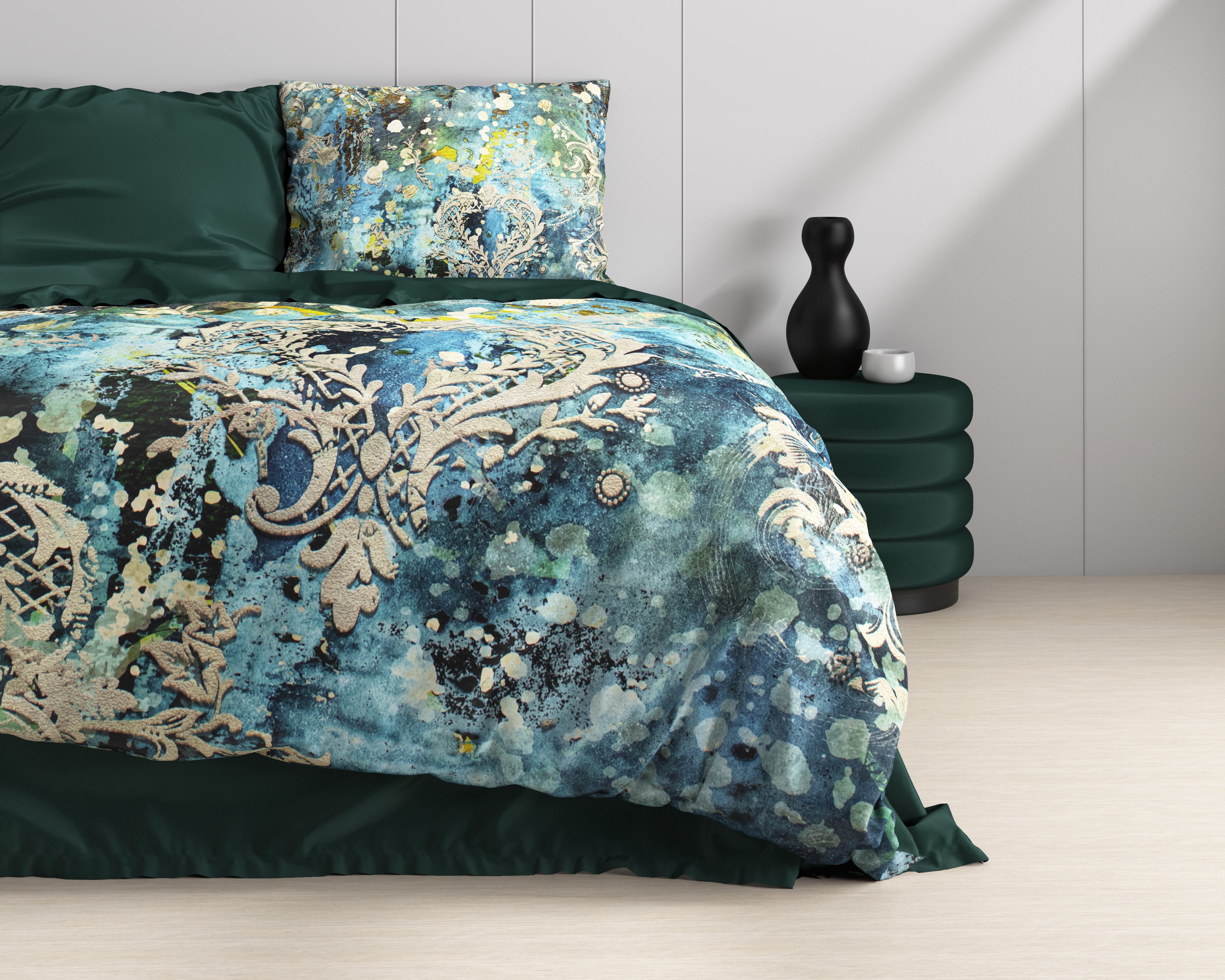 Ocean Drops Blue Dekbedovertrek - Luxe Satijn - Hoge kwaliteit - Trendy prints