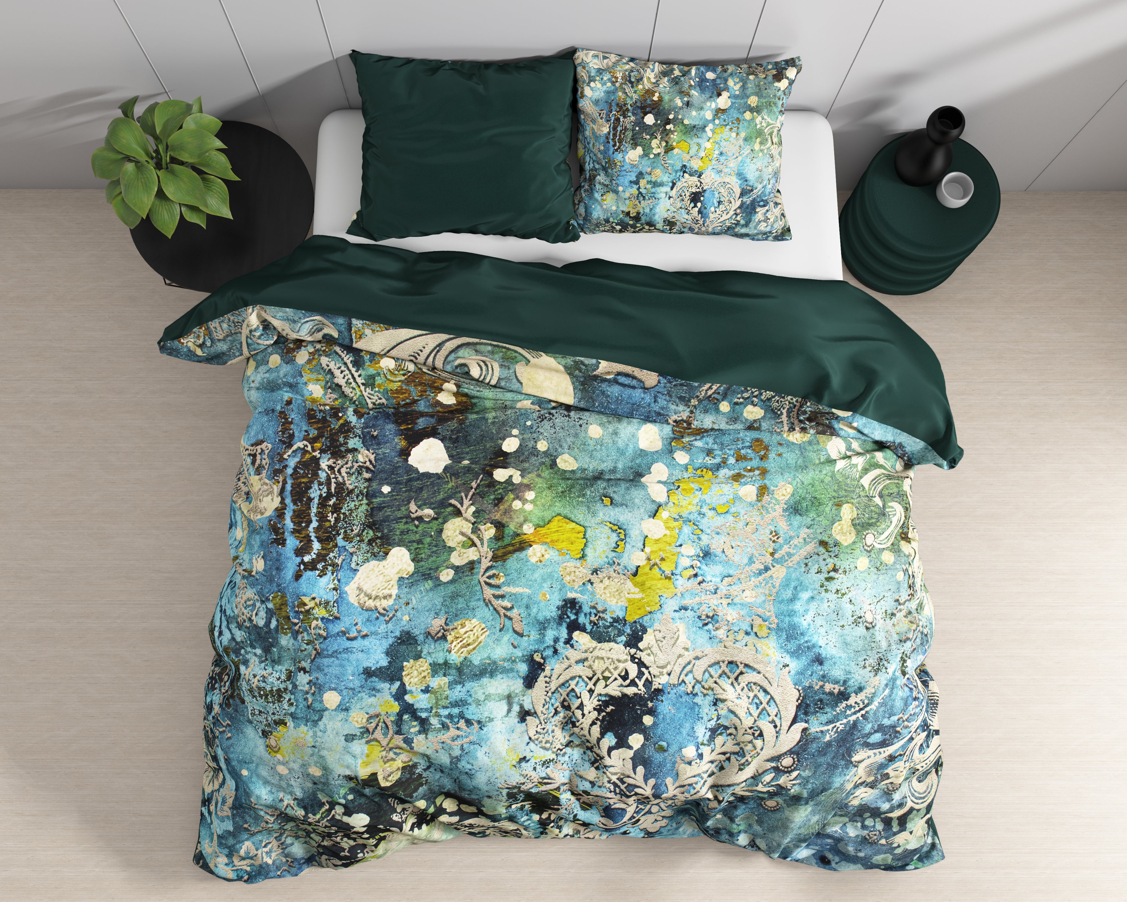 Ocean Drops Blue Dekbedovertrek - Luxe Satijn - Hoge kwaliteit - Trendy prints