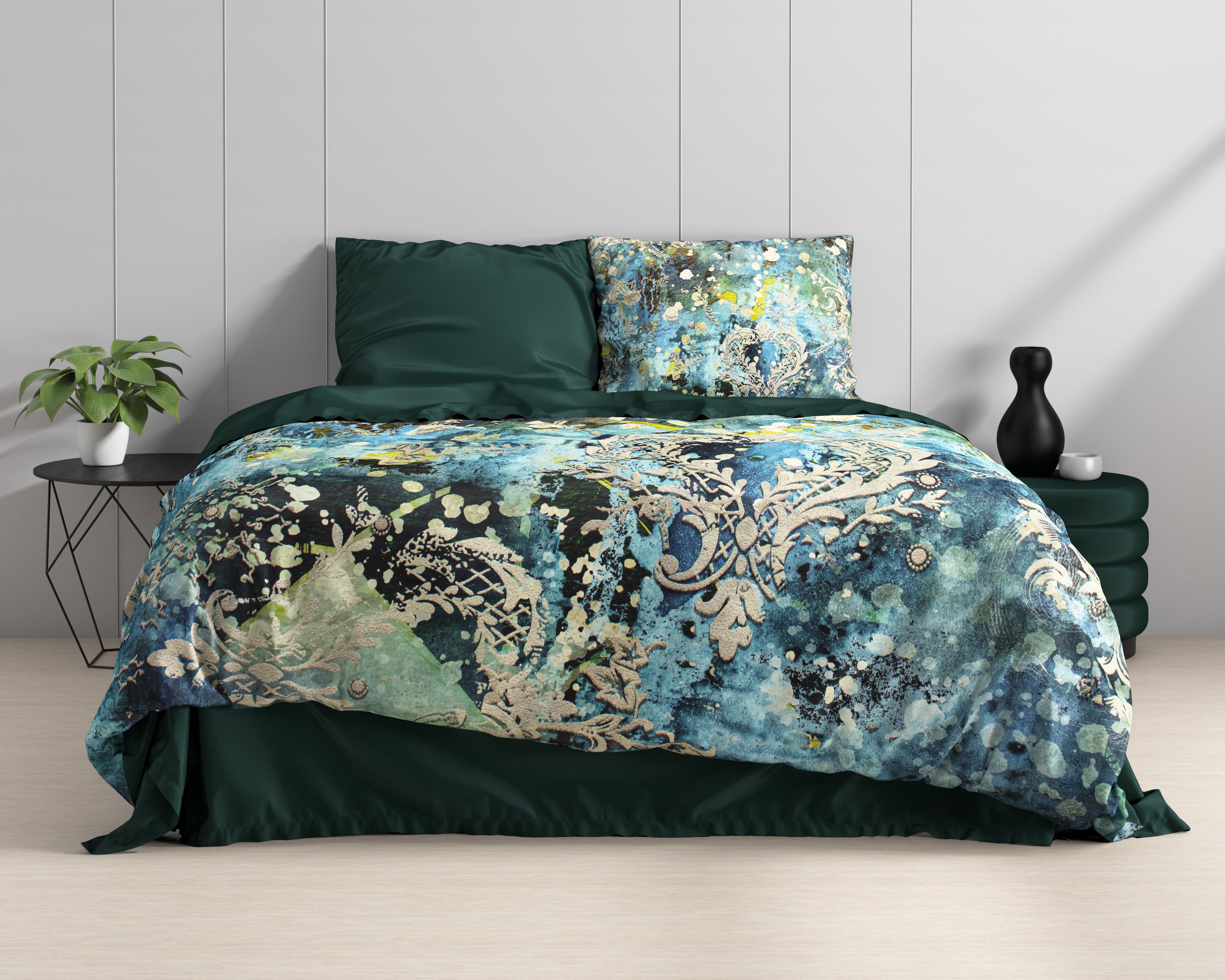 Ocean Drops Blue Dekbedovertrek - Luxe Satijn - Hoge kwaliteit - Trendy prints