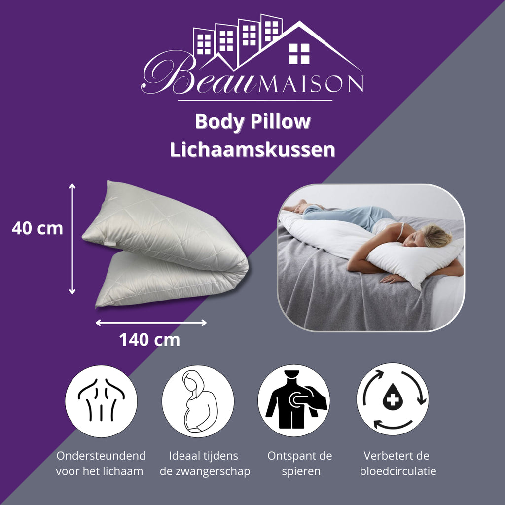 Ondersteunend Lichaamskussen - Perfect Zwangerschapskussen en Zijslaper Kussen | Body Pillow voor Rug- en Heupklachten