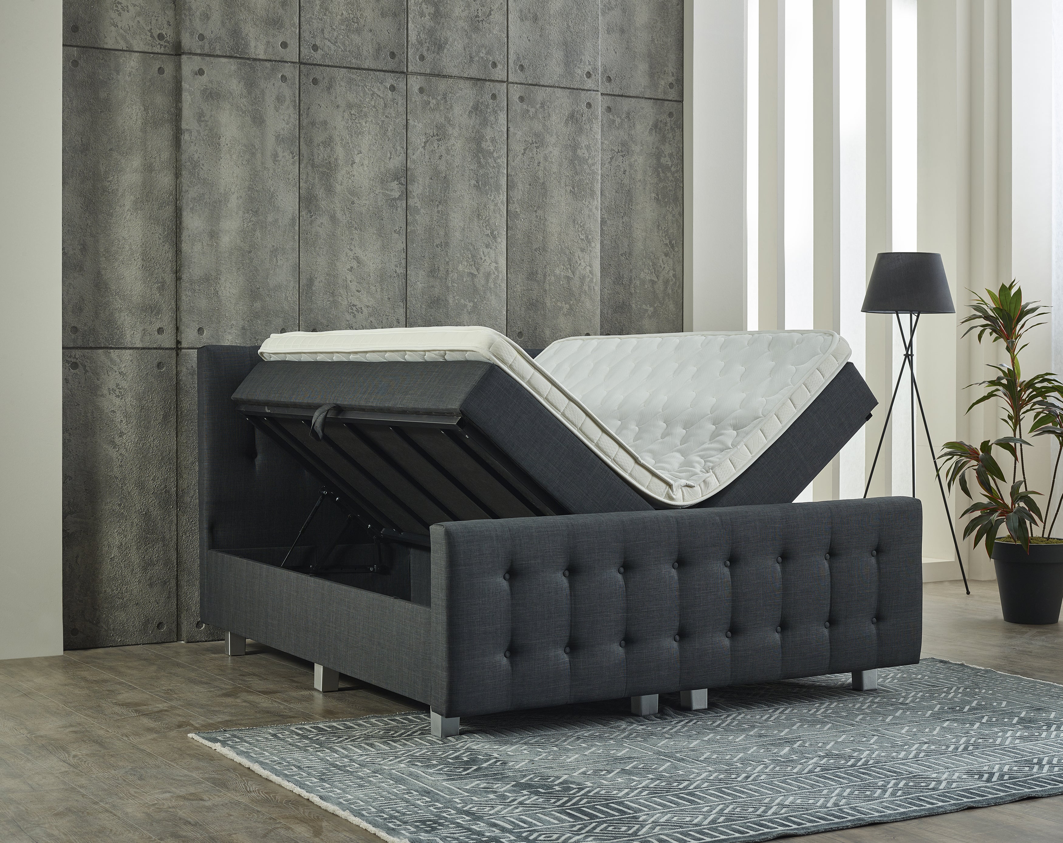 Opbergboxspring Shurgard Antraciet met voetbord