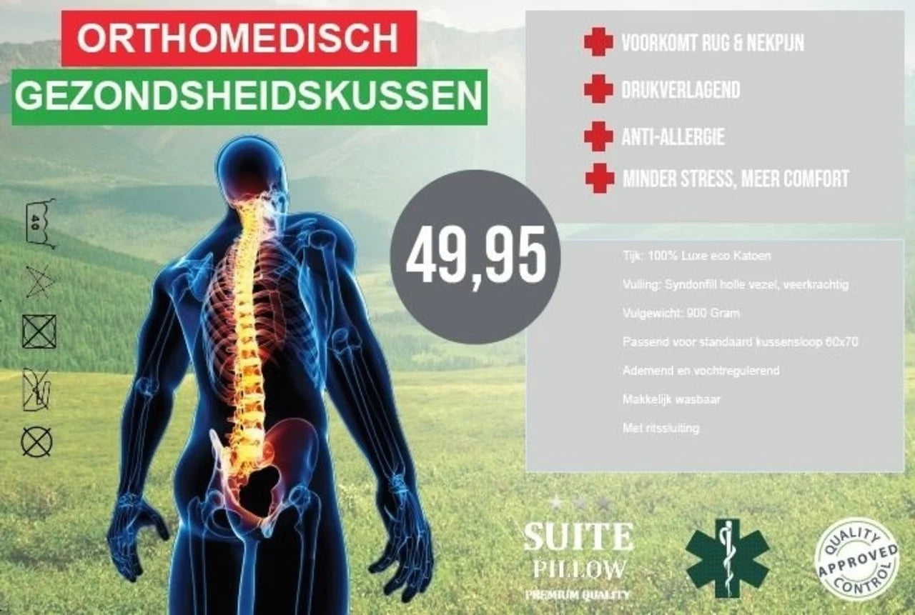 Orthopedisch Boxkussen 50x60 cm - Anti-Allergisch, Navulbaar & Ergonomisch voor Rug- en Nekondersteuning