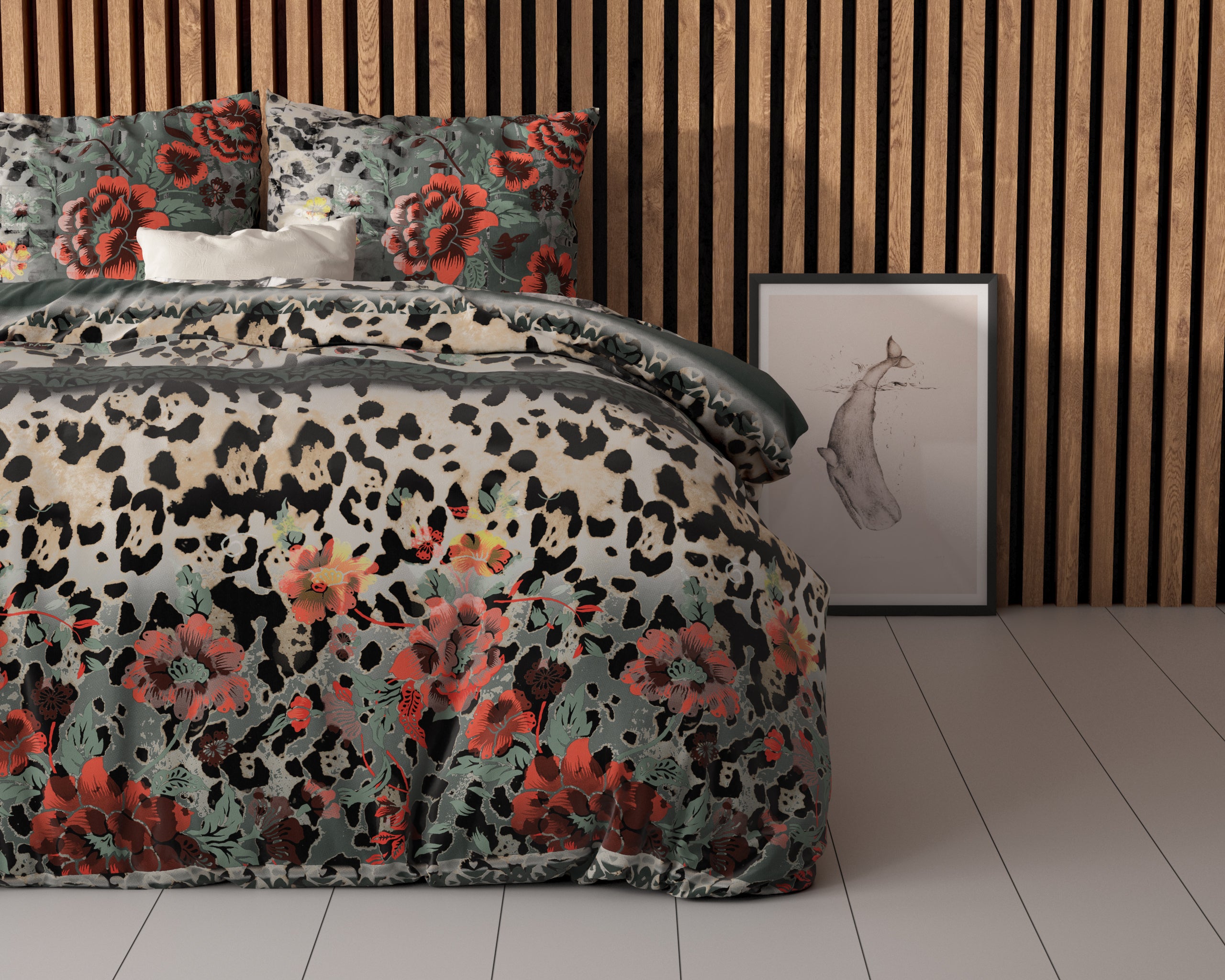 Panther Lacy Dekbedovertrek Antraciet - Katoen geweven - Strijkvrij - Leuke prints