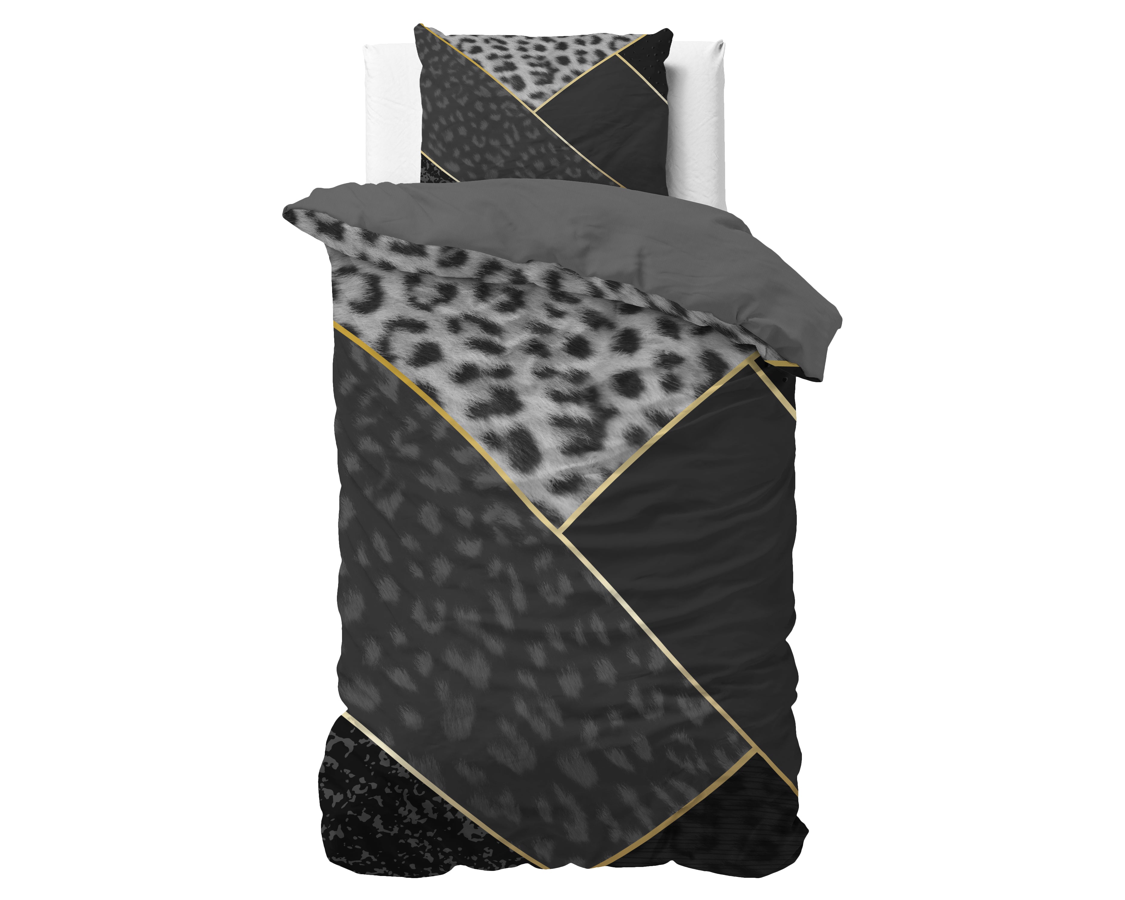 Panther Vibe Dekbedovertrek Antraciet - Ademend katoen - Trendy designs - Met drukknopen