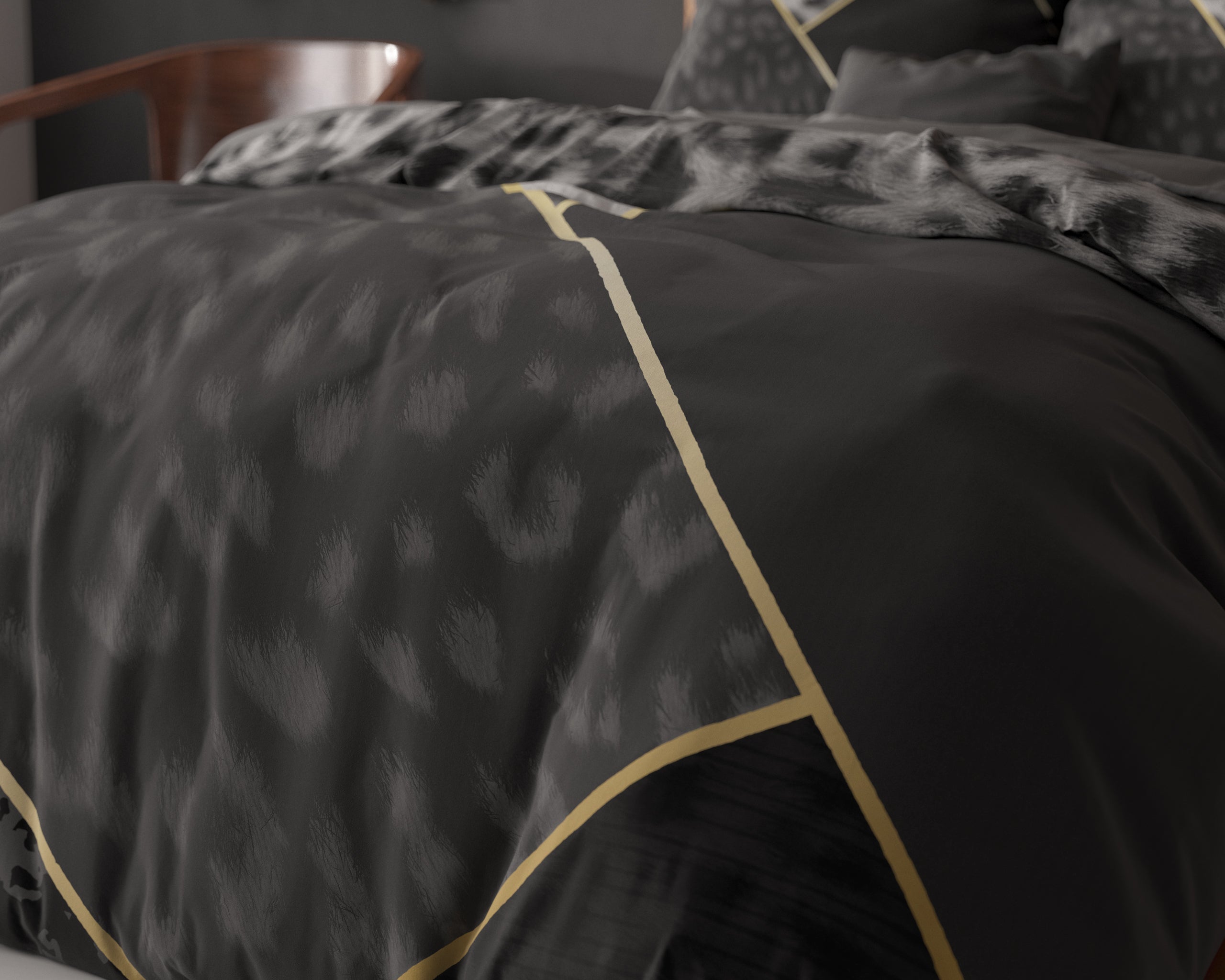 Panther Vibe Dekbedovertrek Antraciet - Ademend katoen - Trendy designs - Met drukknopen