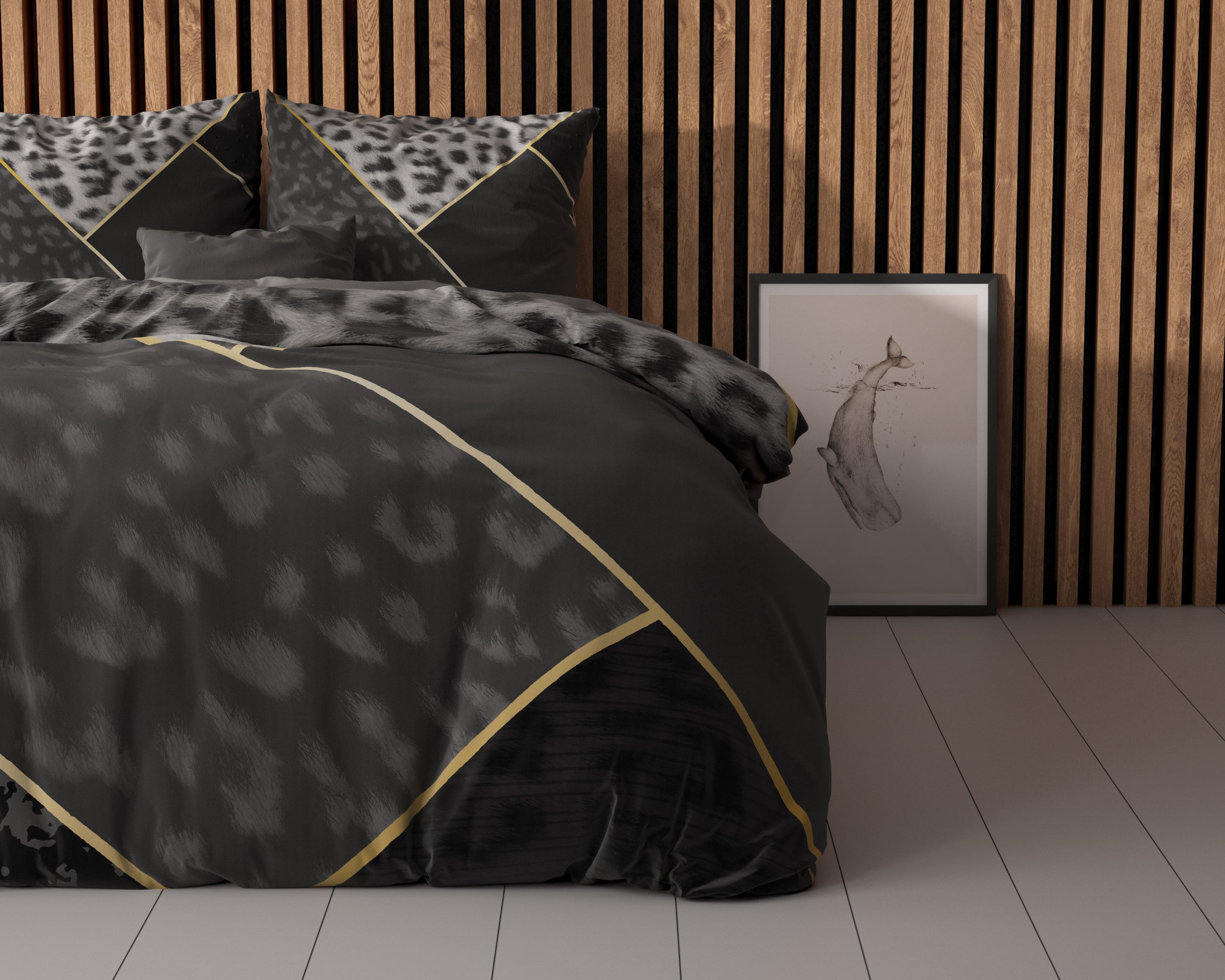 Panther Vibe Dekbedovertrek Antraciet - Ademend katoen - Trendy designs - Met drukknopen