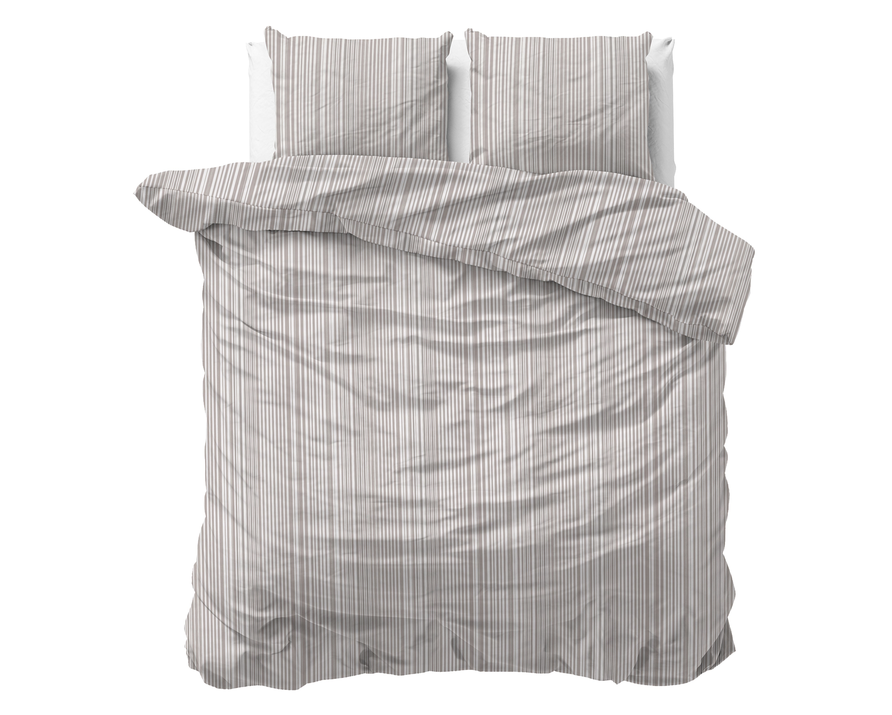 Sleeptime Pinstripe Dekbedovertrek - Taupe - 100% Katoen