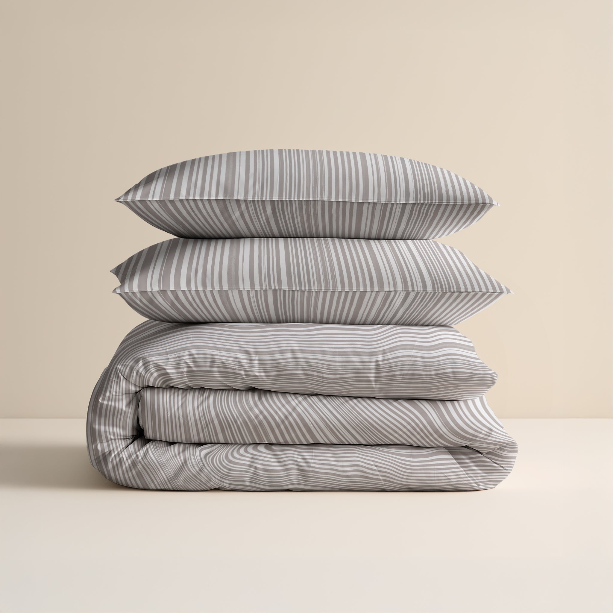 Sleeptime Pinstripe Dekbedovertrek - Taupe - 100% Katoen