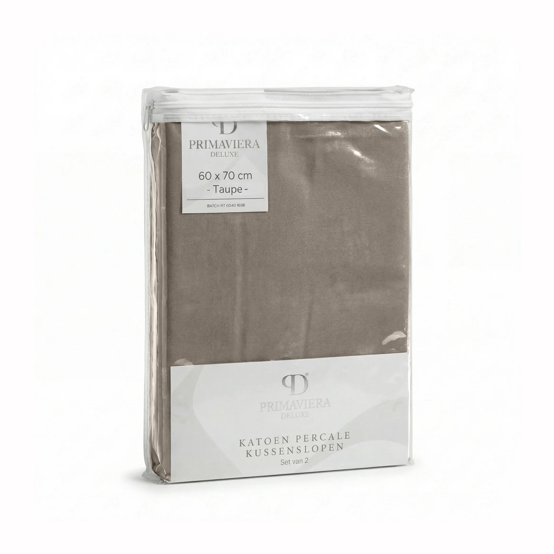 Primaviera Deluxe Lazy Kussensloop Percale 2Pack Taupe Bruin - 60 x 70