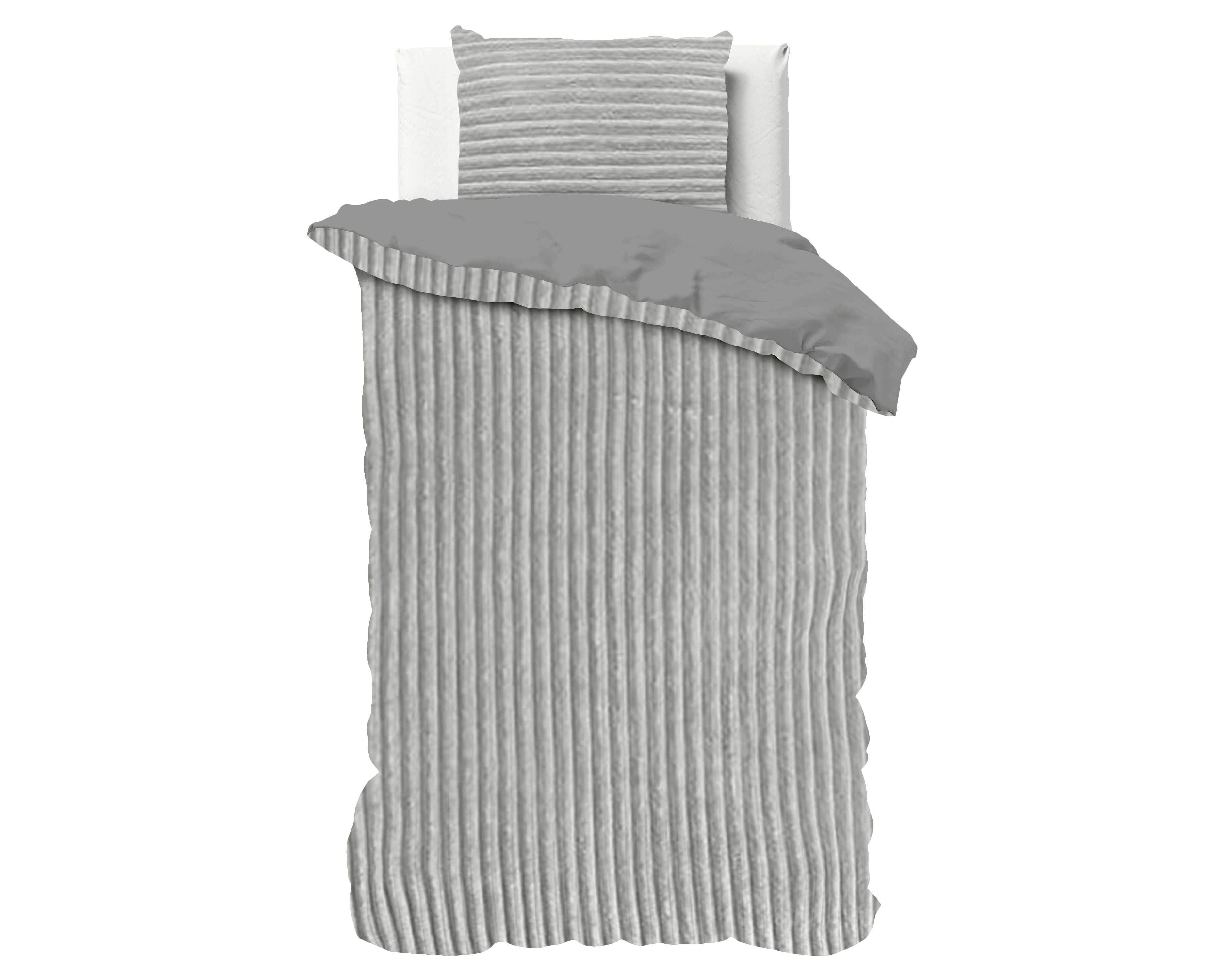 Rib Teddy Grijs Dekbedovertrek - Knuffelende nachtrust - Zacht en warm - Trendy Rib Design