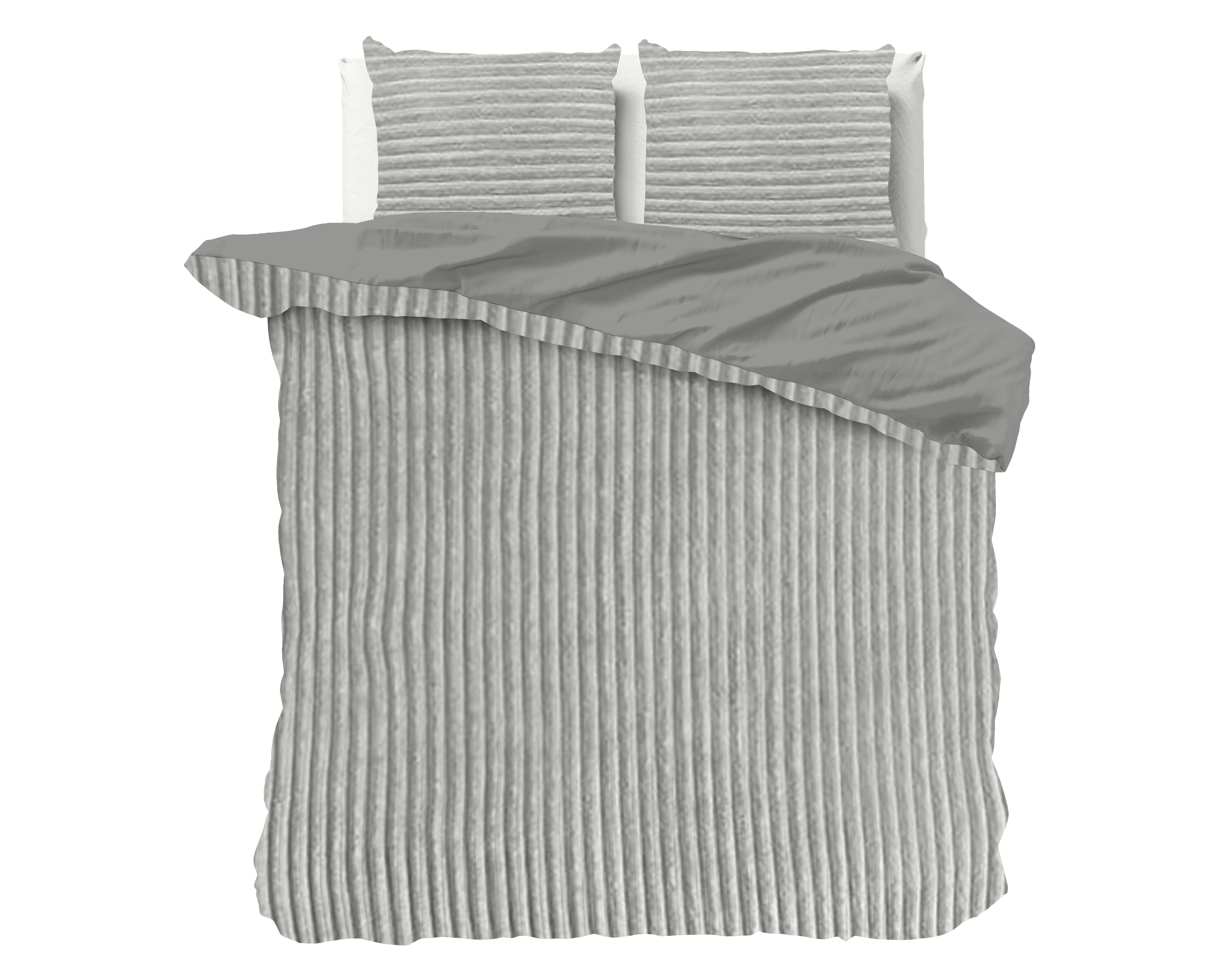Rib Teddy Grijs Dekbedovertrek - Knuffelende nachtrust - Zacht en warm - Trendy Rib Design