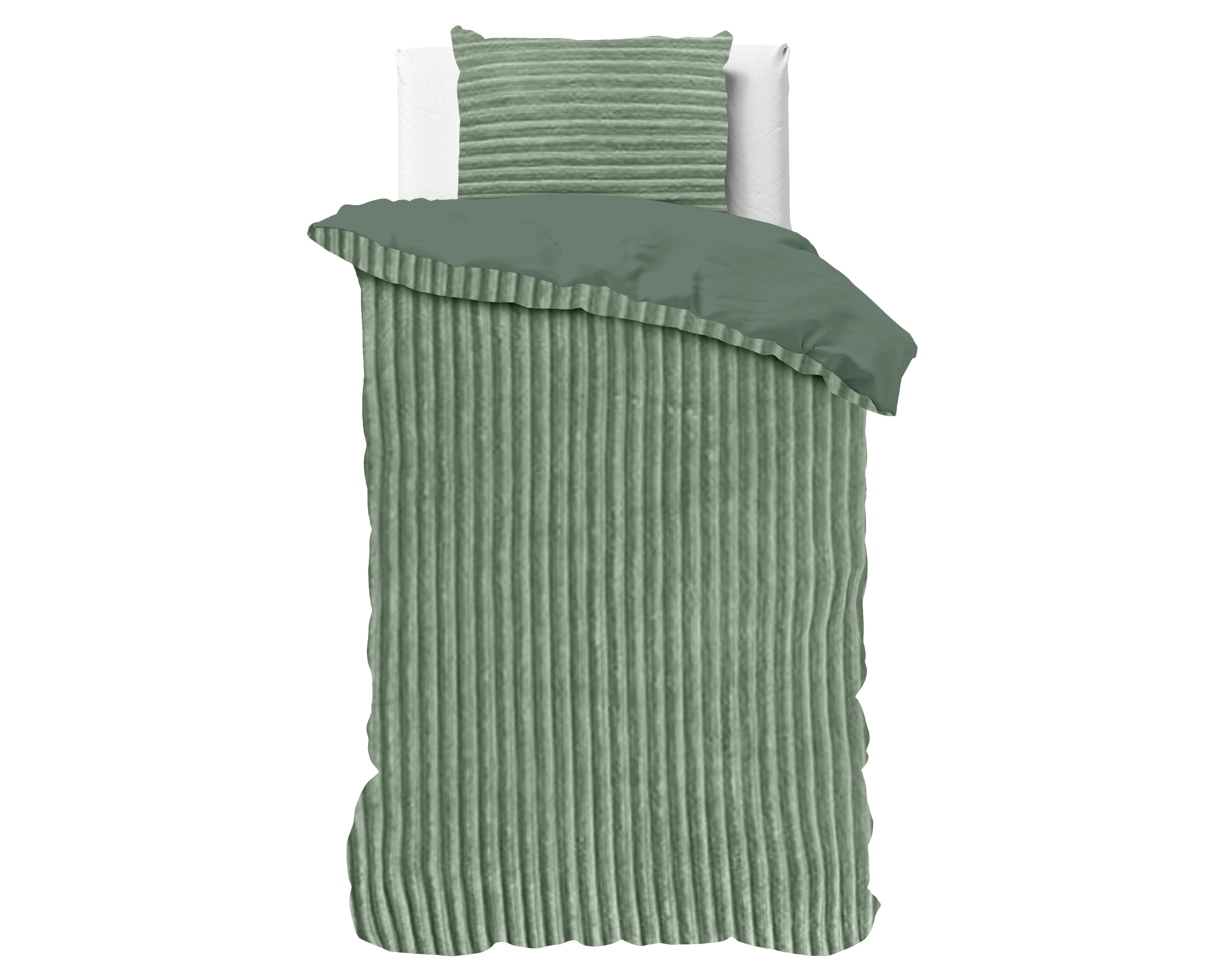Rib Teddy Groen Dekbedovertrek - Knuffelende nachtrust - Zacht en warm - Trendy Rib Design